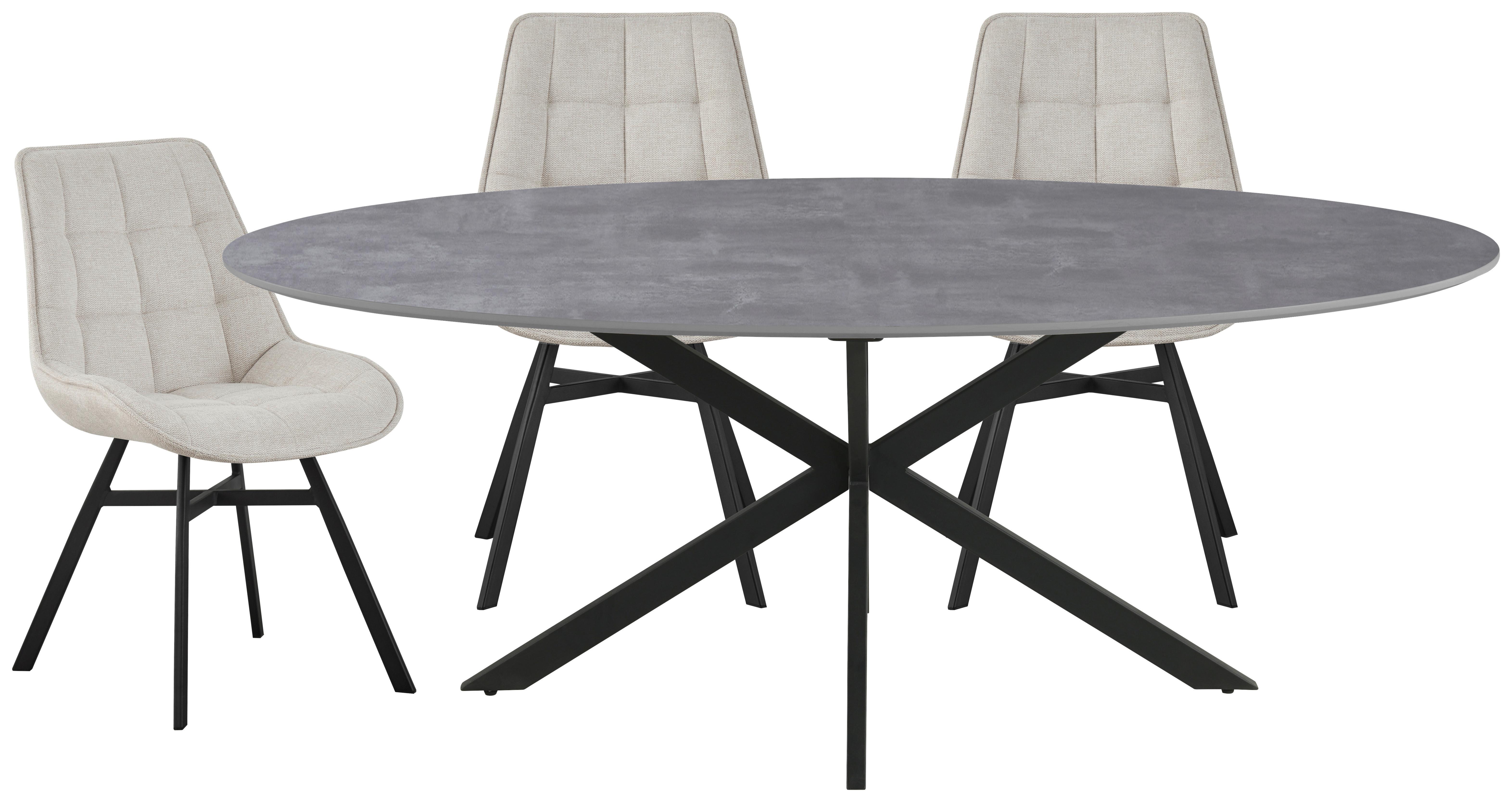 Étkezőasztal Matteo - fekete/szürke, Modern, faalapú anyag/fém (180/75/90cm) - Mömax