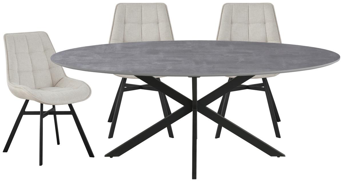 Esstisch Matteo Grau - Schwarz/Grau, MODERN, Holzwerkstoff/Metall (180/90/75cm) - Mömax