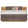 Bettanlage Weiß/Eichefarben 180x200cm - Taupe/Eichefarben, ROMANTIK / LANDHAUS, Holzwerkstoff/Textil (202/290/103cm) - Premium Living