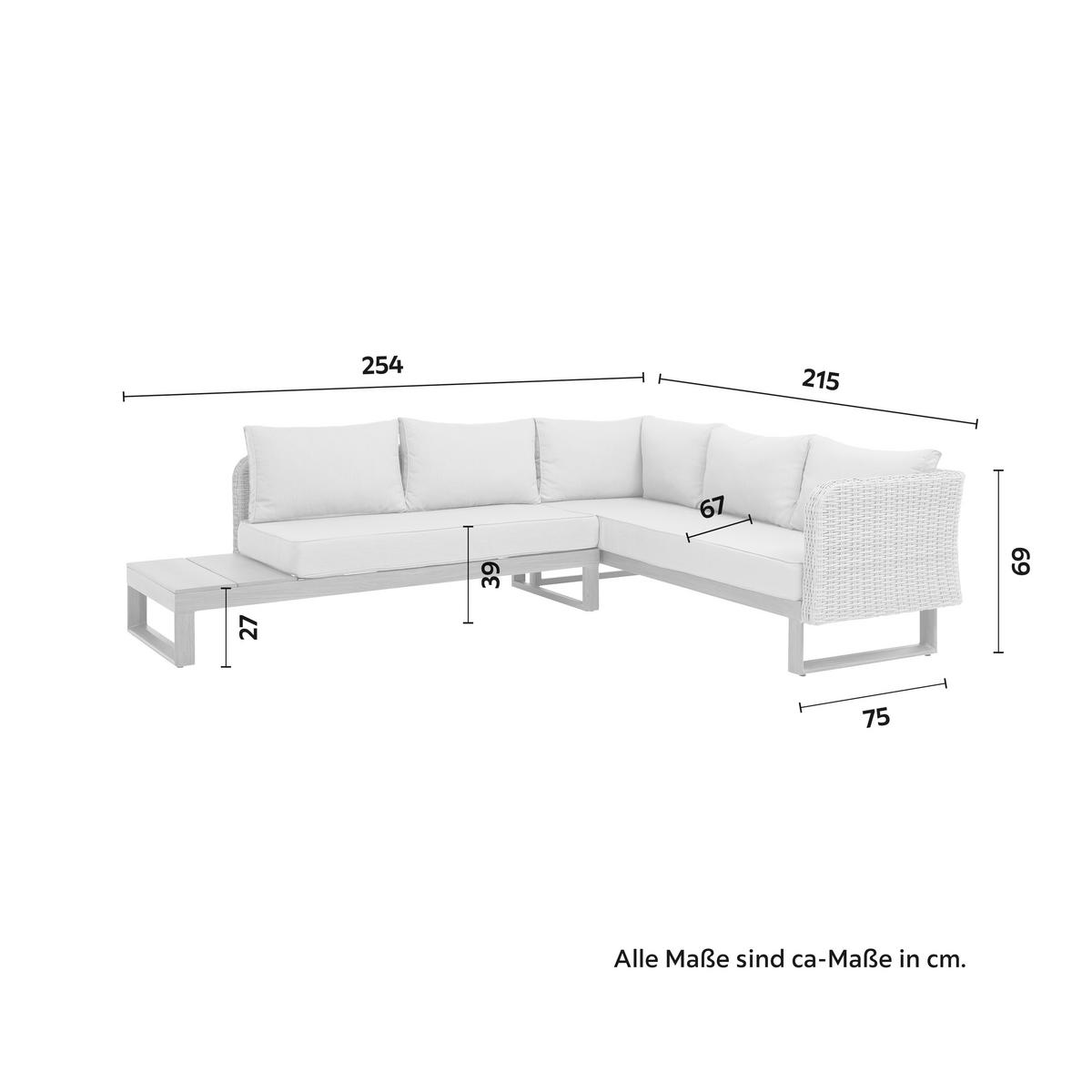KOMPLET STOŁOWY NA TARAS ELISAVETA - kremowy/jasnobrązowy, Modern, tworzywo sztuczne/metal (254/69/215cm) - Bessagi Garden