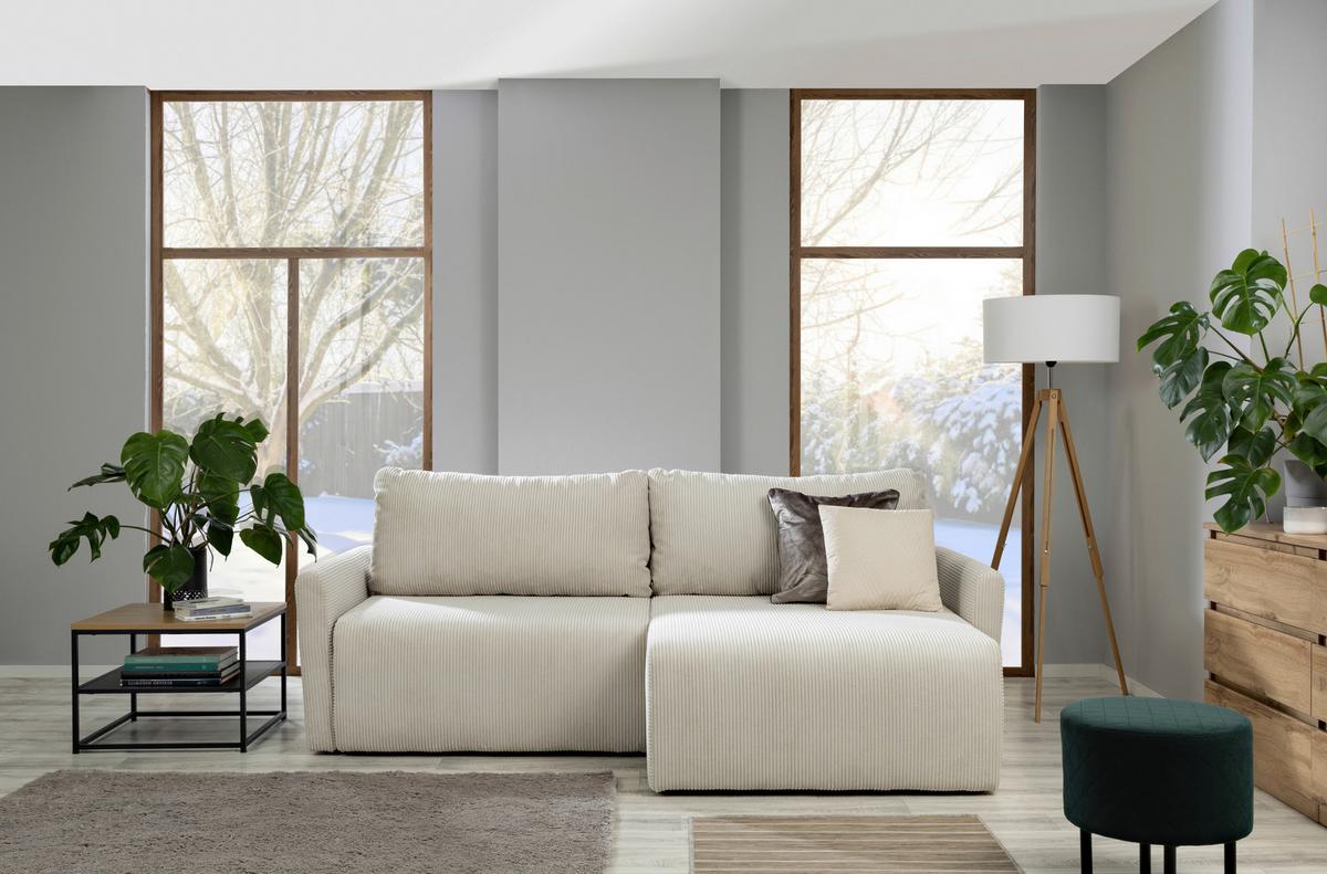 Sedežna Garnitura Sonos, Bež, Ležišče, Predal - črna/ekru, Moderno, tekstil (228/146cm)