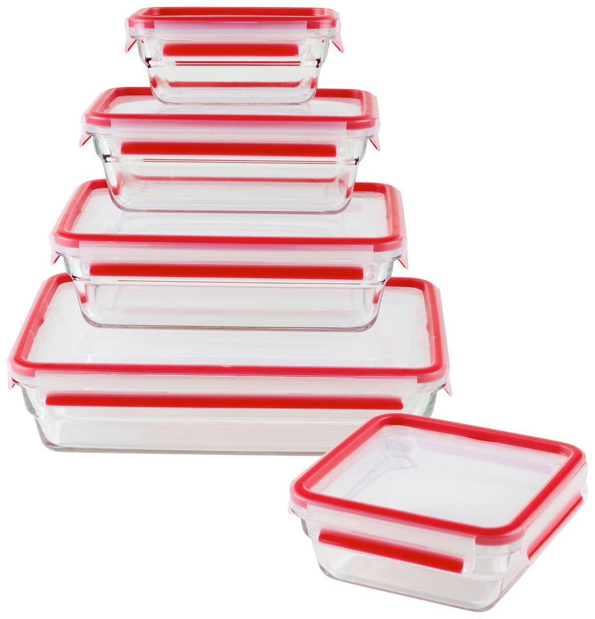POJEMNIK NA ŻYWNOŚĆ N1040500 - czerwony, Basics, tworzywo sztuczne/szkło (16,8/11,8/7cm) - Emsa