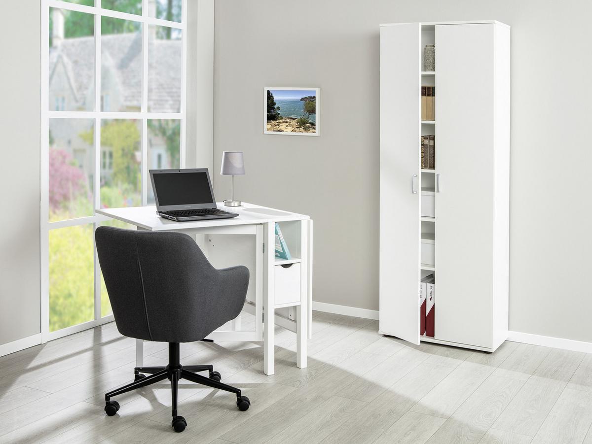 Mehrzweckschrank Arconati Weiß ca. 70x189x34cm - Silberfarben/Schwarz, Basics, Holzwerkstoff/Kunststoff (70/189/34cm) - MID.YOU