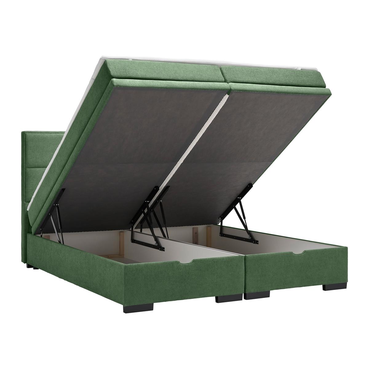 Boxspring Krevet Ethan - tamno zelena/crna, Moderno, tekstil/plastika (160/200cm) - Premium Living