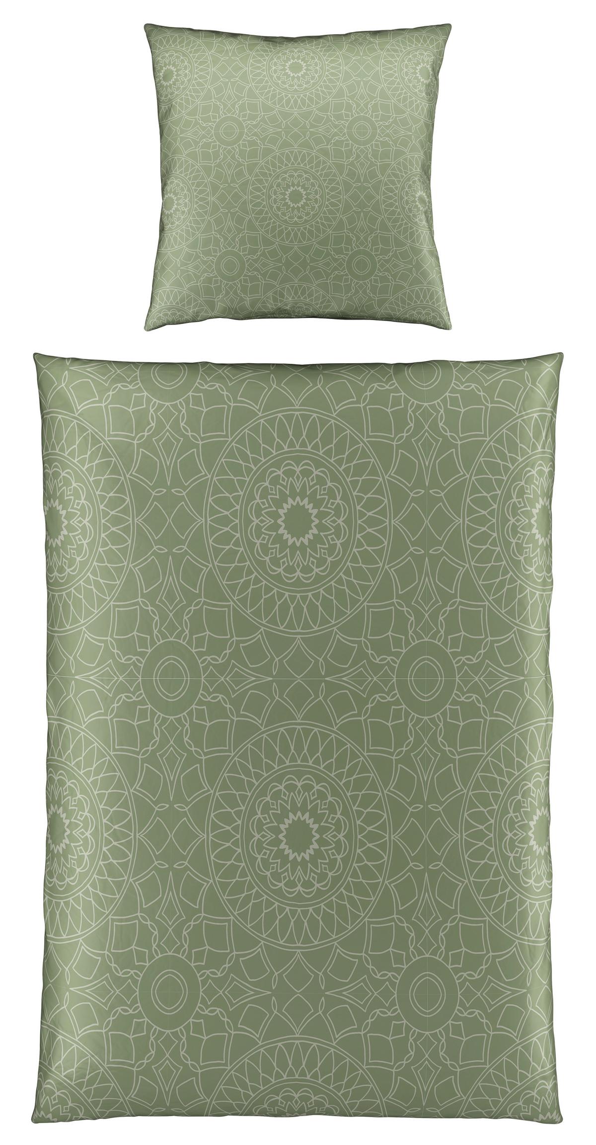 Bettwäsche Elisa in Grün ca. 135x200cm - Beige, MODERN, Textil (135/200cm) - Premium Living