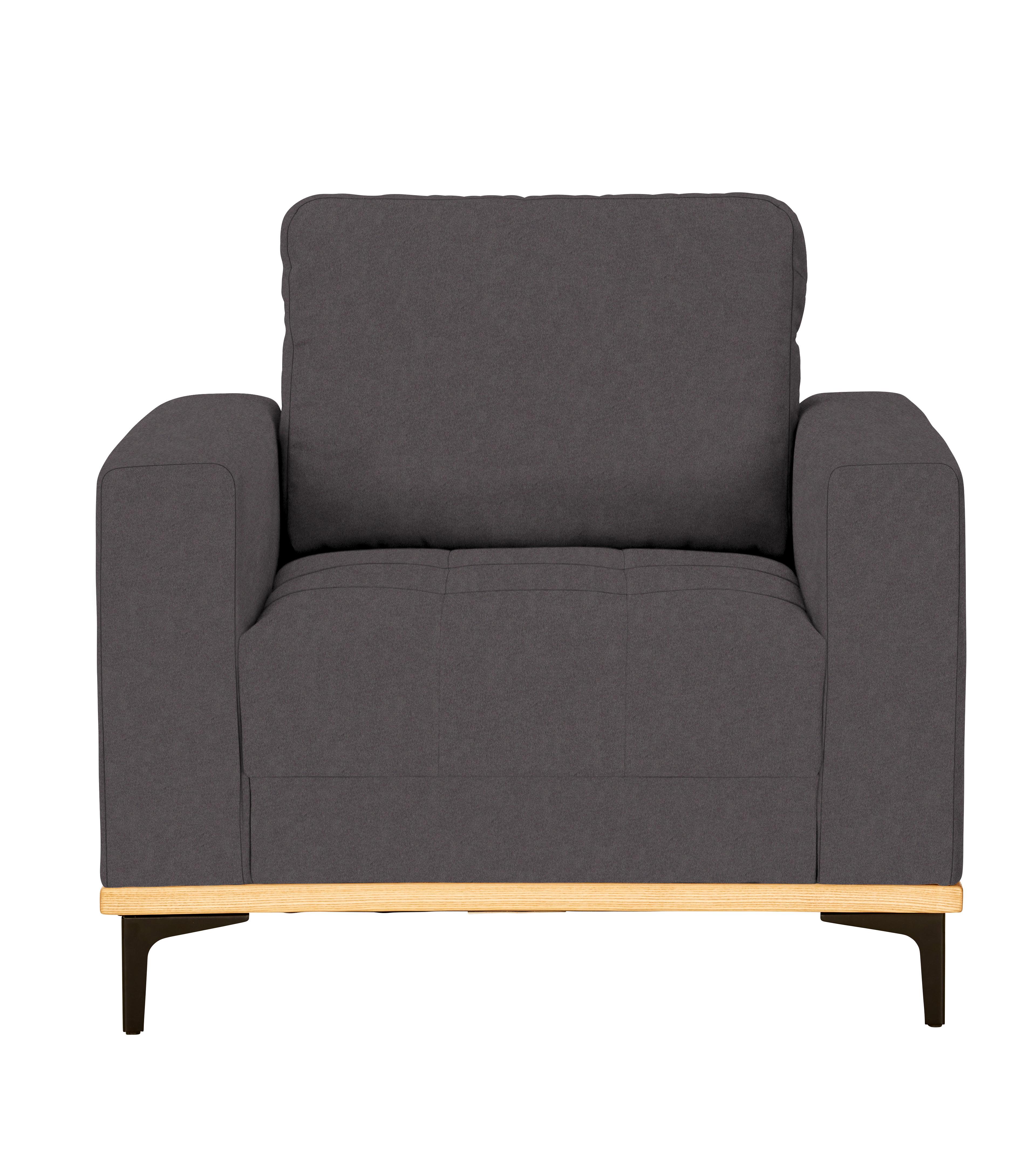 Sessel in Grau - Schwarz/Grau, Konventionell, Textil/Metall (96/87/92cm) - Zandiara