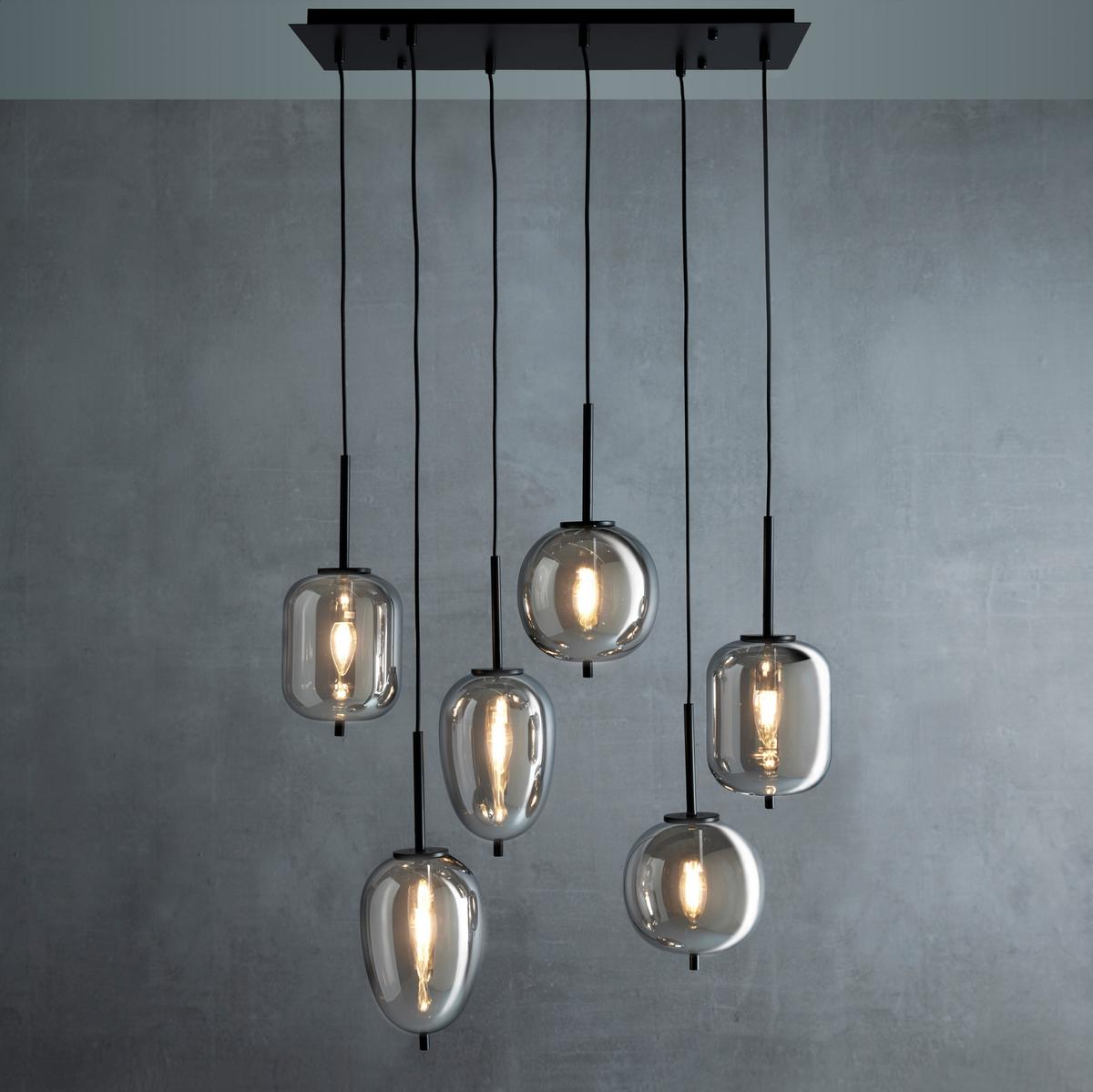 Hängeleuchte Jeanette max. 40 Watt - Schwarz, Modern, Glas/Metall (80/34/120cm) - Premium Living
