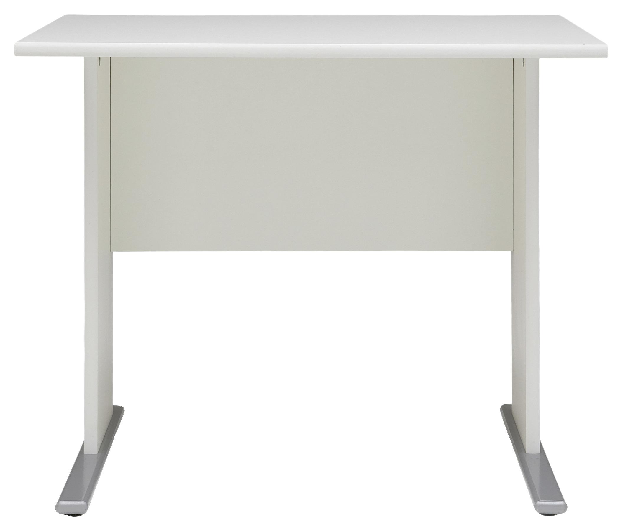 Schreibtisch "Serie 200", weiß - Silberfarben/Weiß, Basics, Holzwerkstoff/Metall (90/65/74,2cm) - MID.YOU