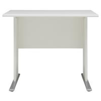 Schreibtisch "Serie 200", weiß - Silberfarben/Weiß, Basics, Holzwerkstoff/Metall (90/65/74,2cm) - MID.YOU