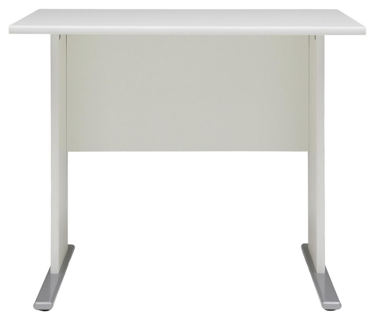 Schreibtisch "Serie 200", weiß - Silberfarben/Weiß, Basics, Holzwerkstoff/Metall (90/65/74,2cm) - MID.YOU