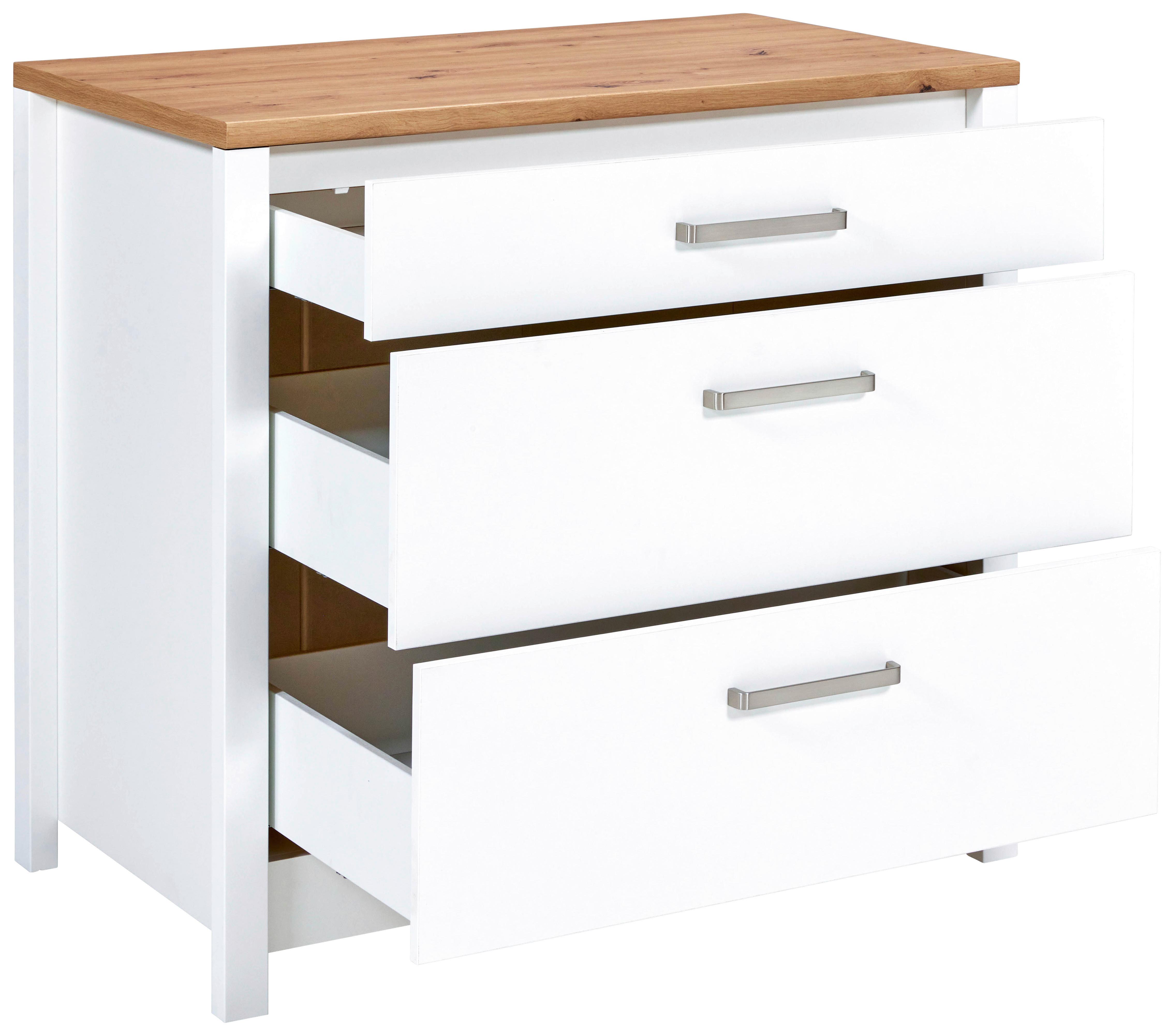Küchenunterschrank Sicilia Weiß/Eiche Artisan - Silberfarben/Weiß, MODERN, Holzwerkstoff/Metall (100/92/60cm) - Mömax