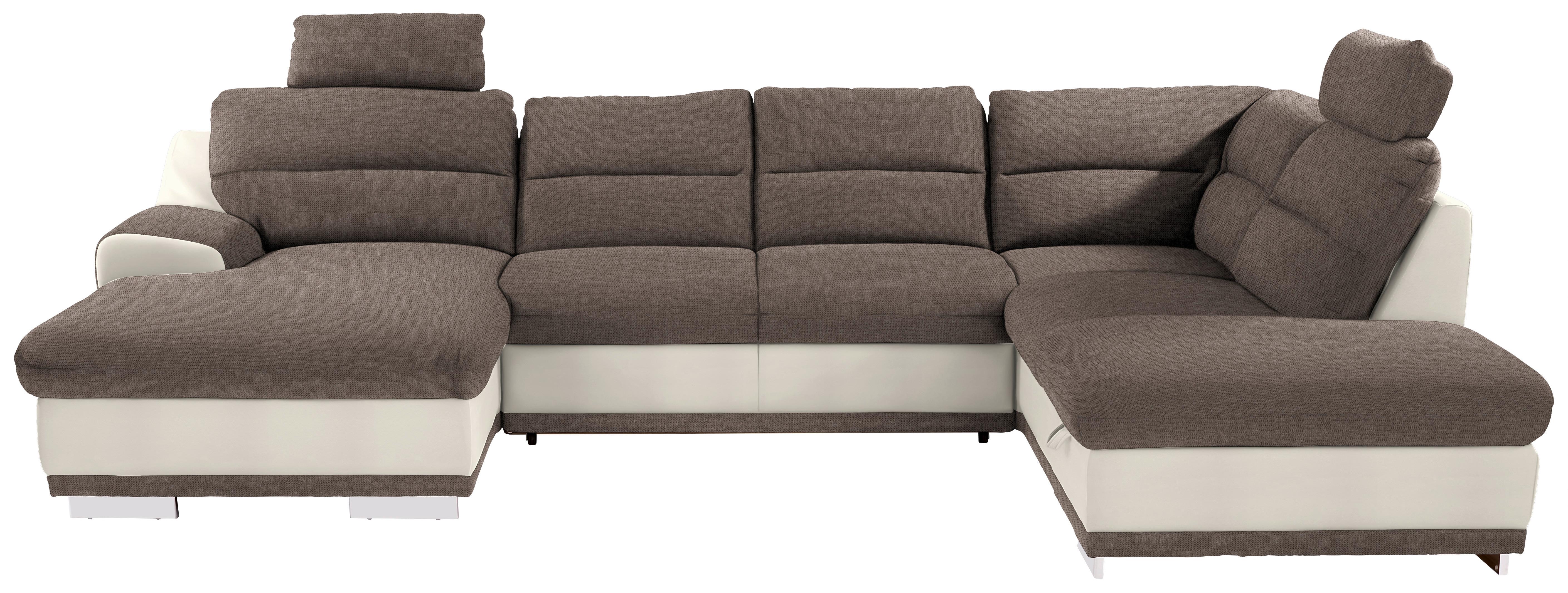 Sedežna Garnitura Seaside, Z Ležiščem, Predalom, Oblika U - barve kroma/rjavosiva, Konvencionalno, kovina/tekstil (165/334/218cm) - Premium Living