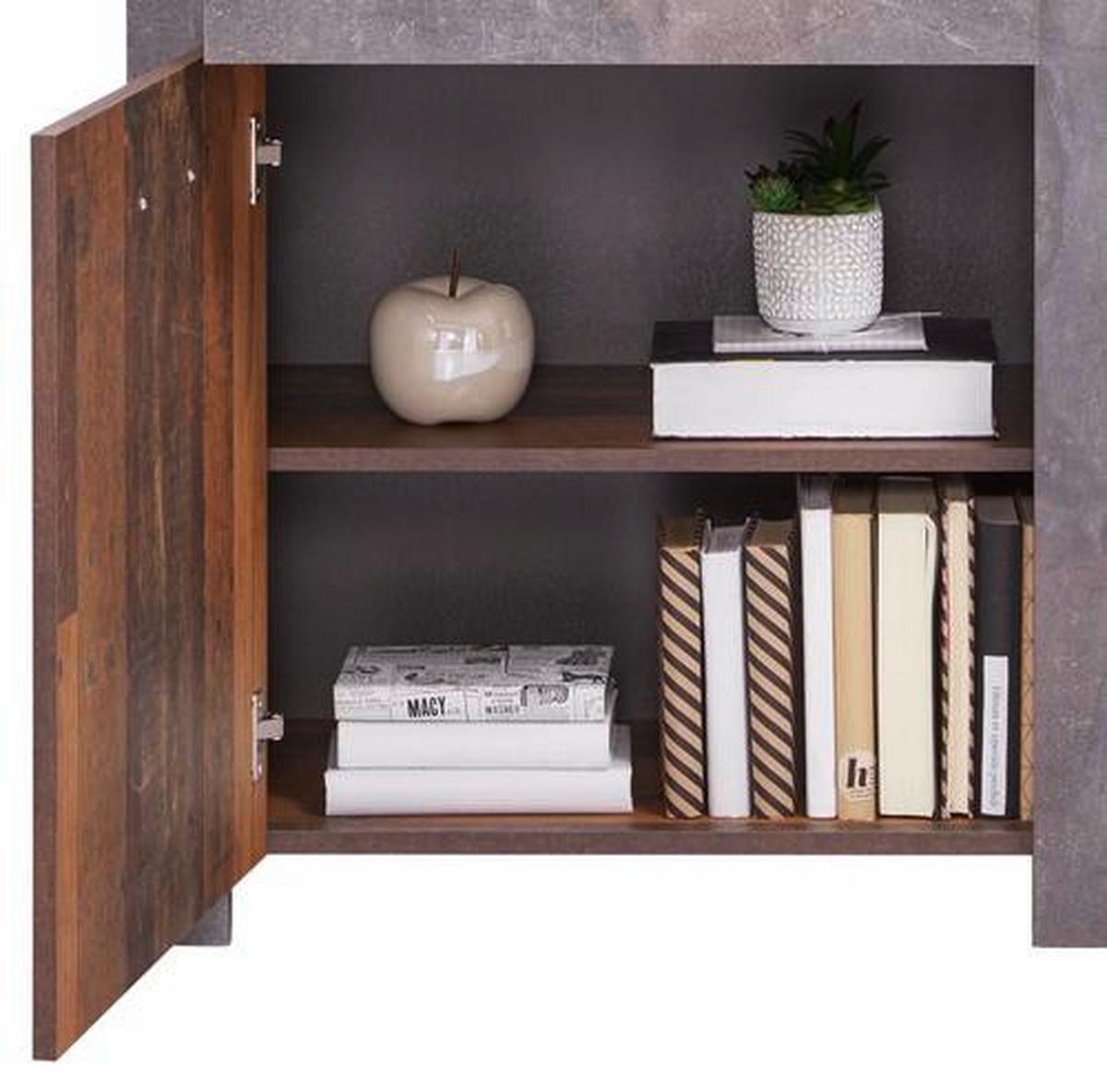 Ormar Ontario - boje hrasta/tamno siva, Trend, drvni materijal/plastika (71,4/200/41,5cm) - Modern Living
