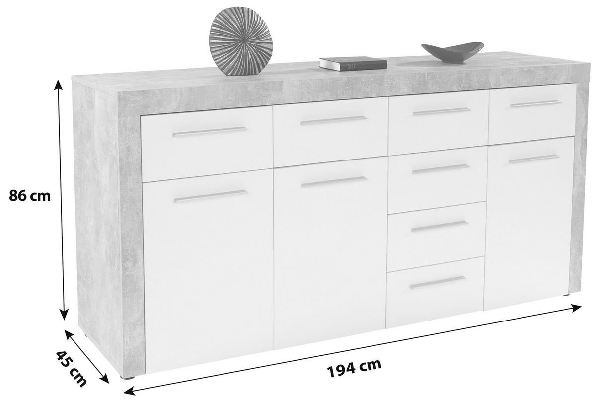 Comodă FOCUS FCK03 - alb/gri, Modern, material pe bază de lemn (194/86/45cm) - Modern Living