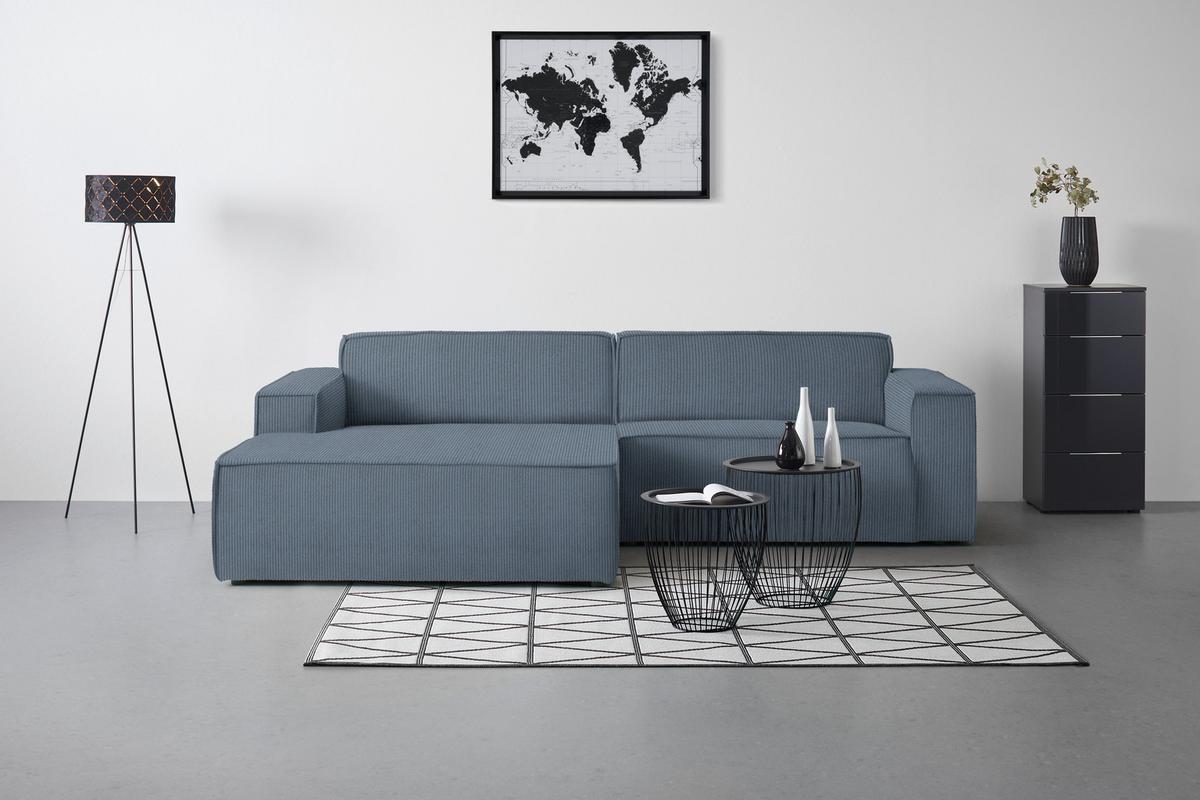 Wohnlandschaft Loft Blaugrau - Blaugrau/Schwarz, MODERN, Kunststoff/Textil (172/75/265cm) - Mömax