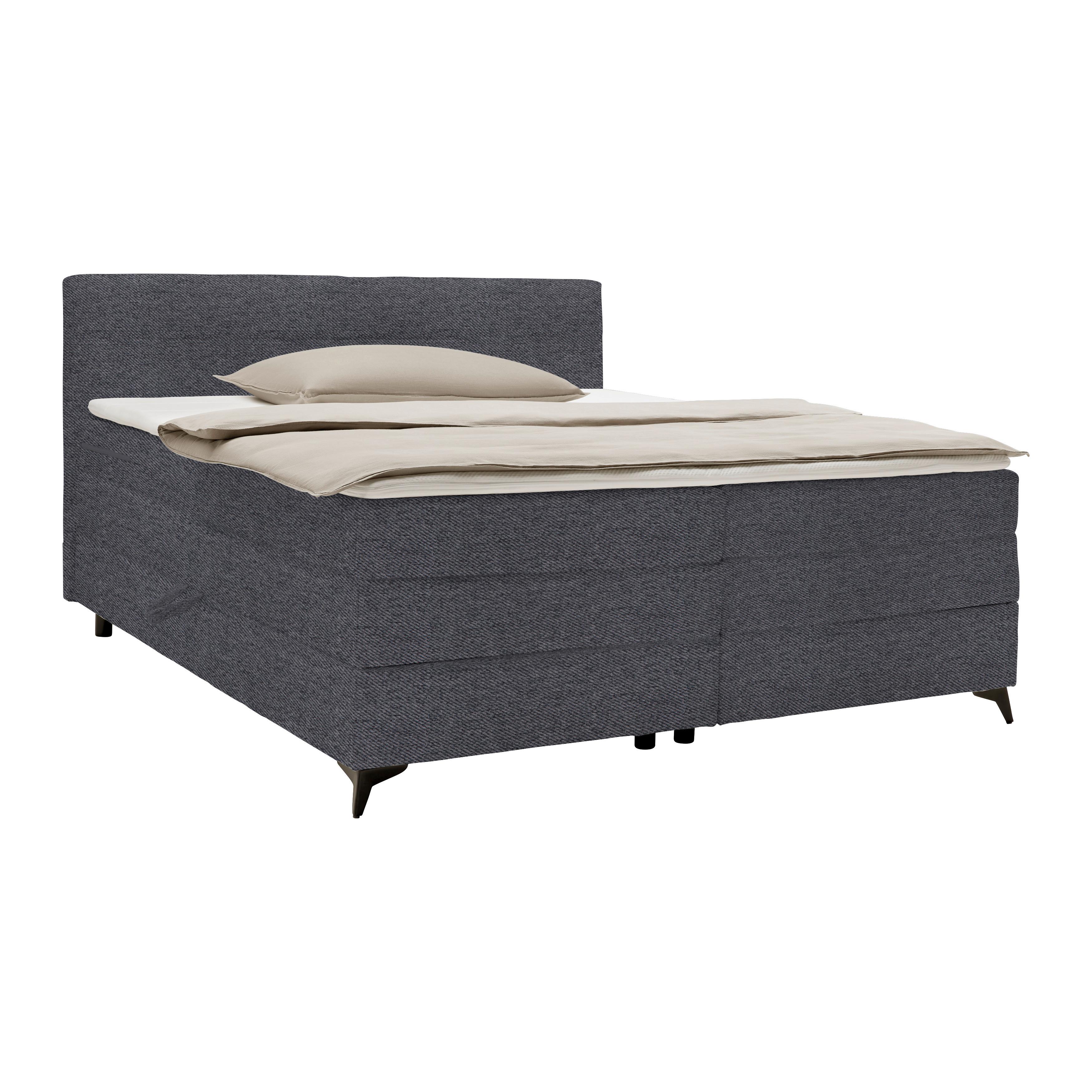 Boxspringbett Bari in Anthrazit ca. 180x200cm - Anthrazit/Schwarz, KONVENTIONELL, Textil/Metall (180/200cm) - Mömax