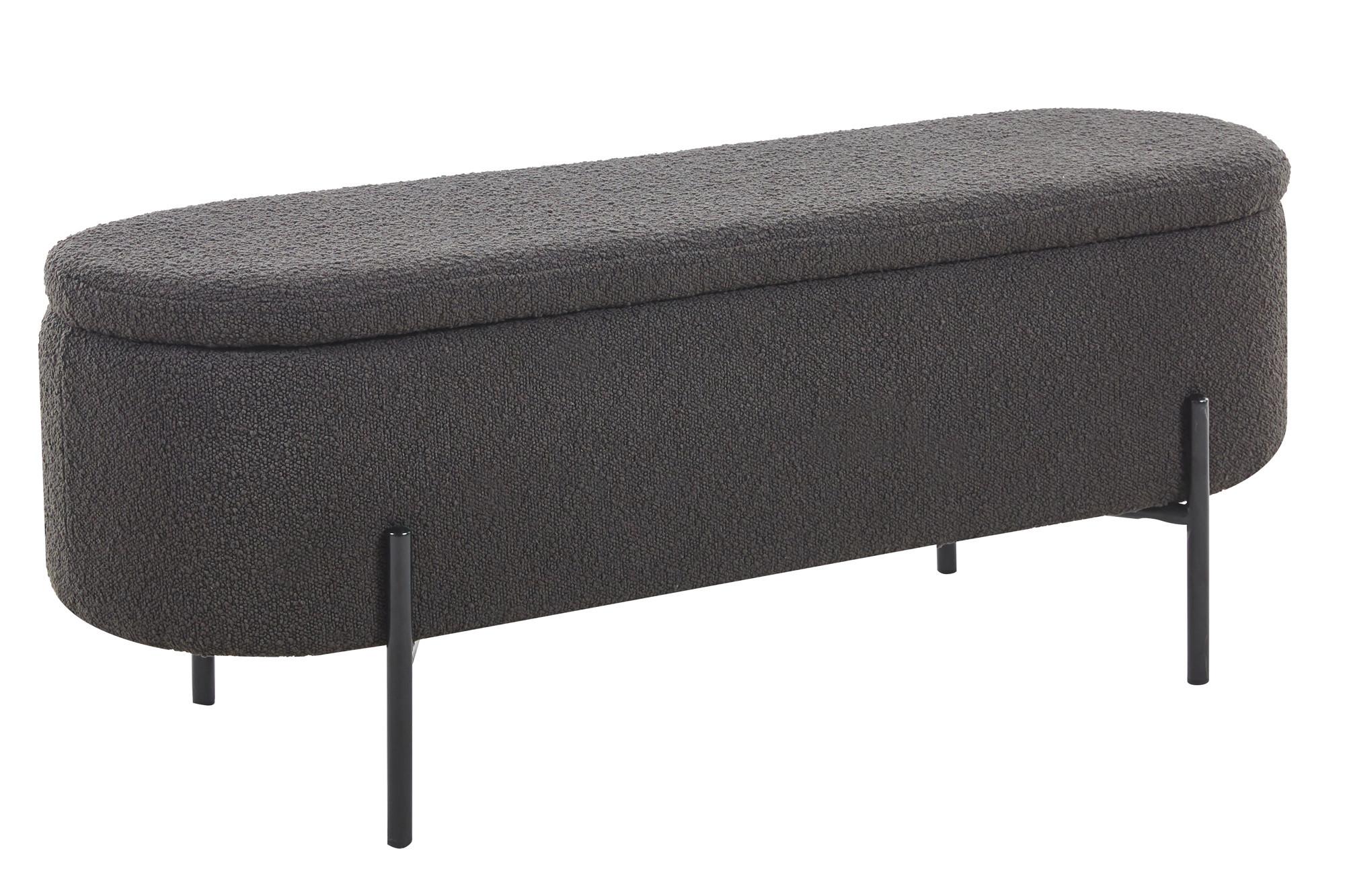 Klop Bouclé, Antracit - črna/antracit, Moderno, kovina/tekstil (110/44/40cm) - Livetastic
