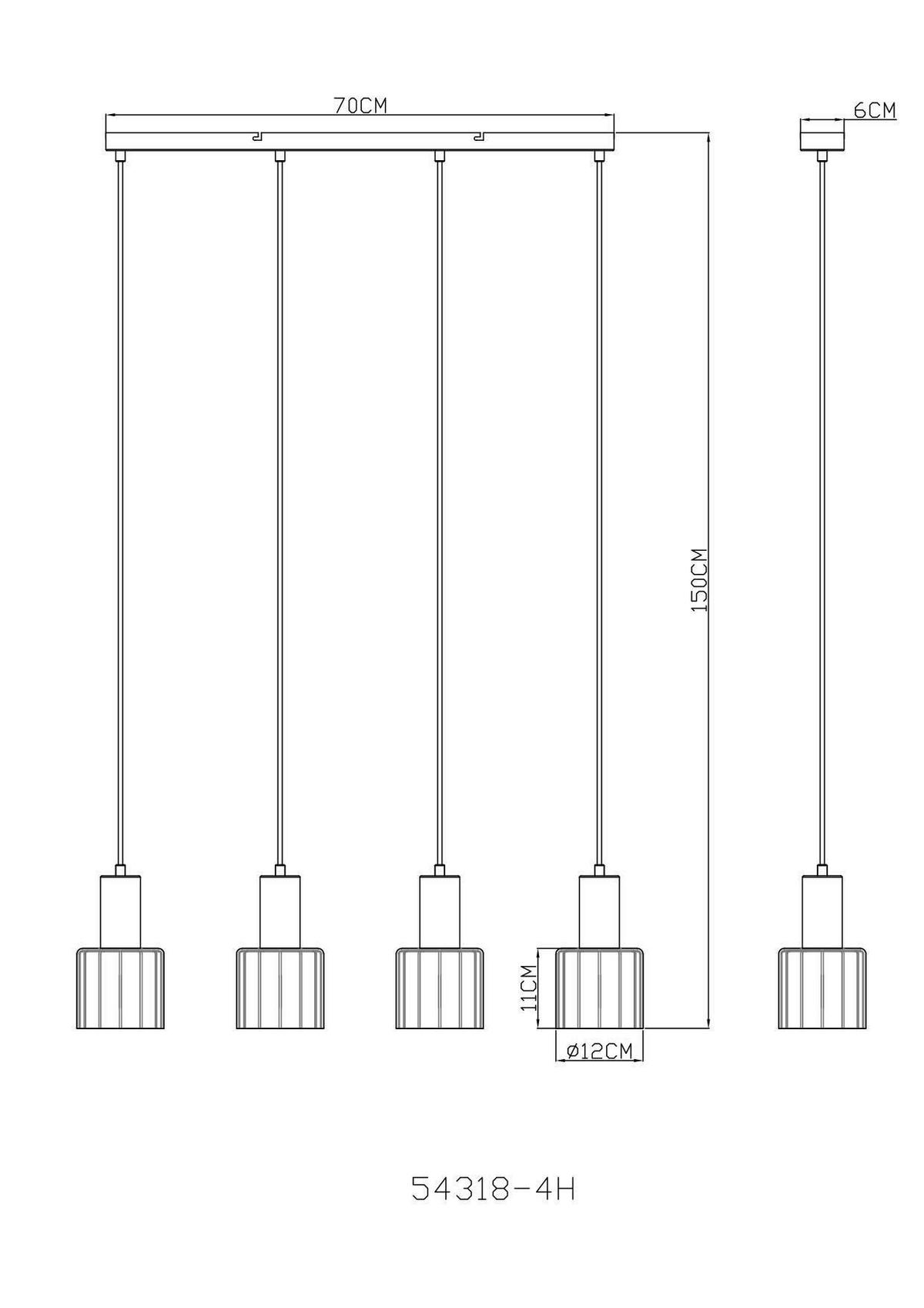 Hängeleuchte 54318-4h Walton - Chromfarben/Klar, Design, Glas/Kunststoff (78/12/150cm) - Globo
