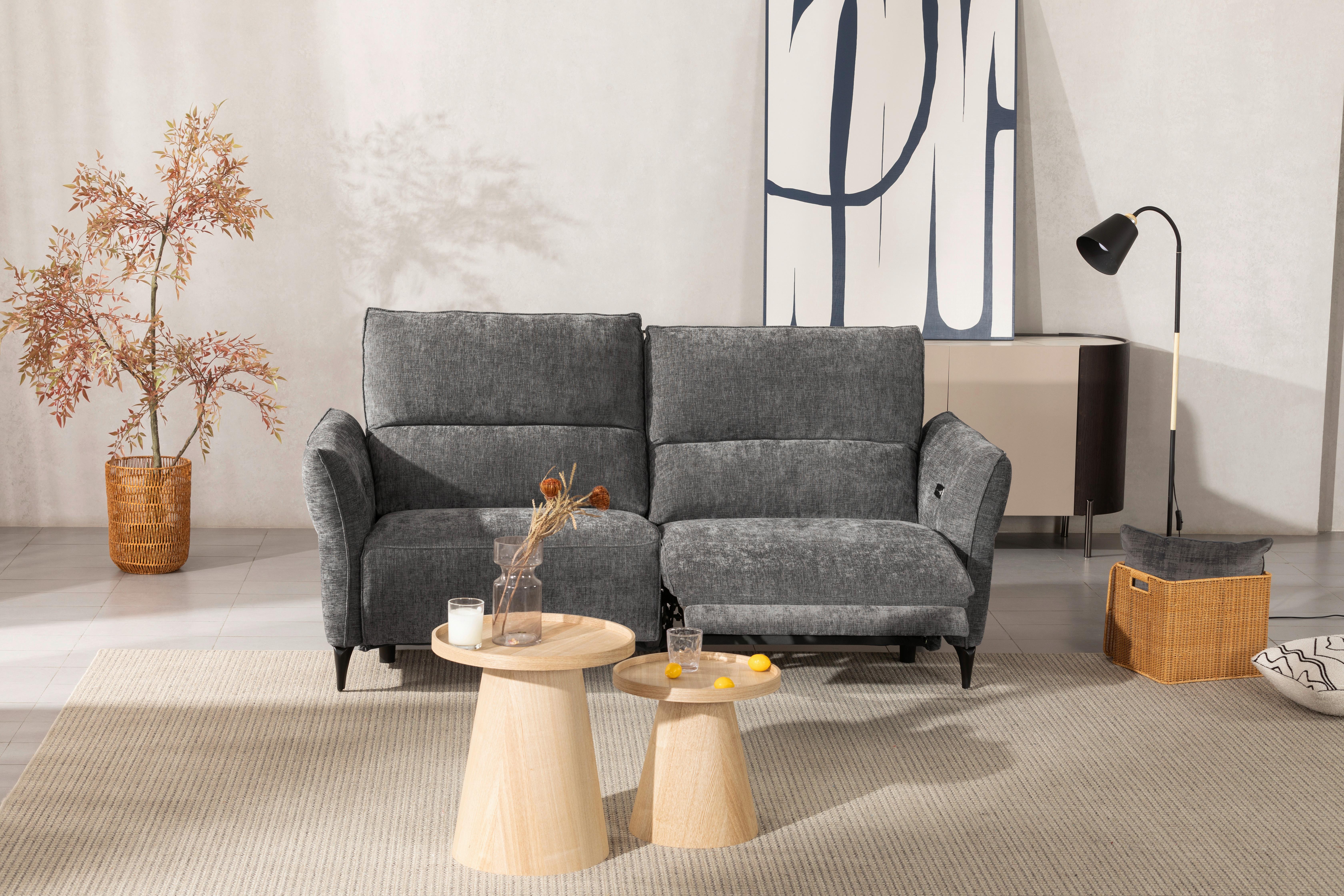 2-Sitzer-Sofa Cape Town Dunkelgrau - Dunkelgrau/Schwarz, Modern, Holz/Textil (200/98/93cm) - Mömax