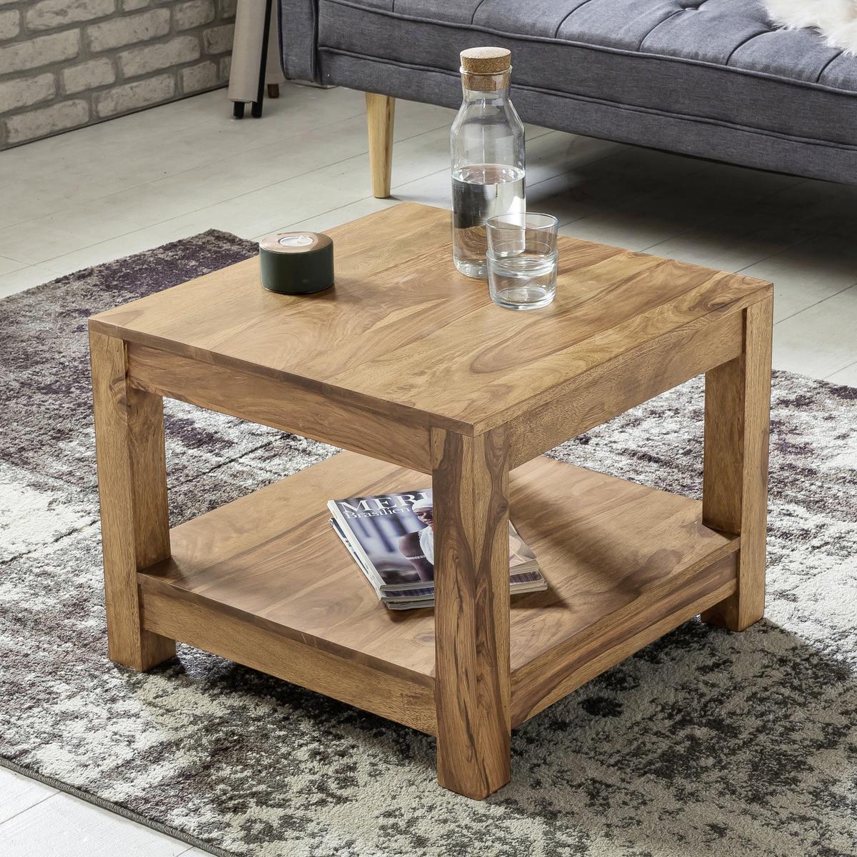 Couchtisch "Mumbai" ca. 60x60 cm, aus Akazie - Akaziefarben, Design, Holz (60/60/40cm) - MID.YOU
