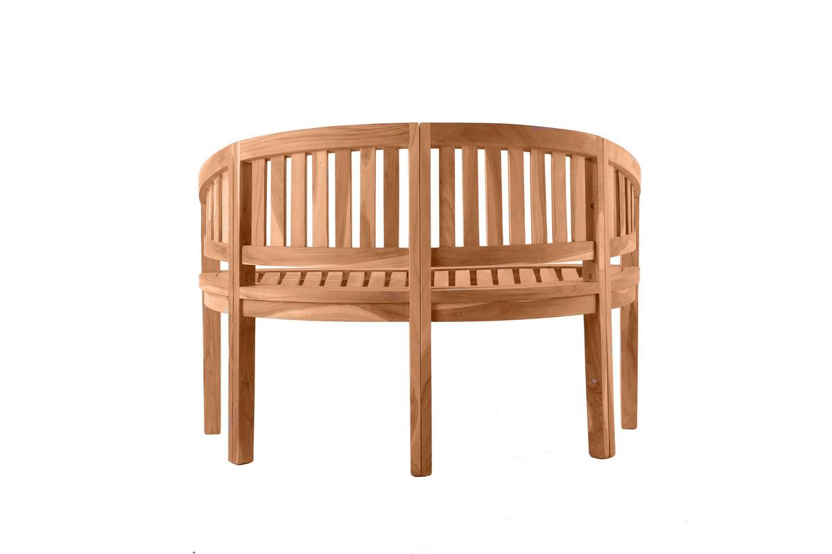 Gartenbank 2-Sitzer halbrund Naturfarben Teakholz - Naturfarben, Natur, Holz (120/85/53cm) - Gardenson