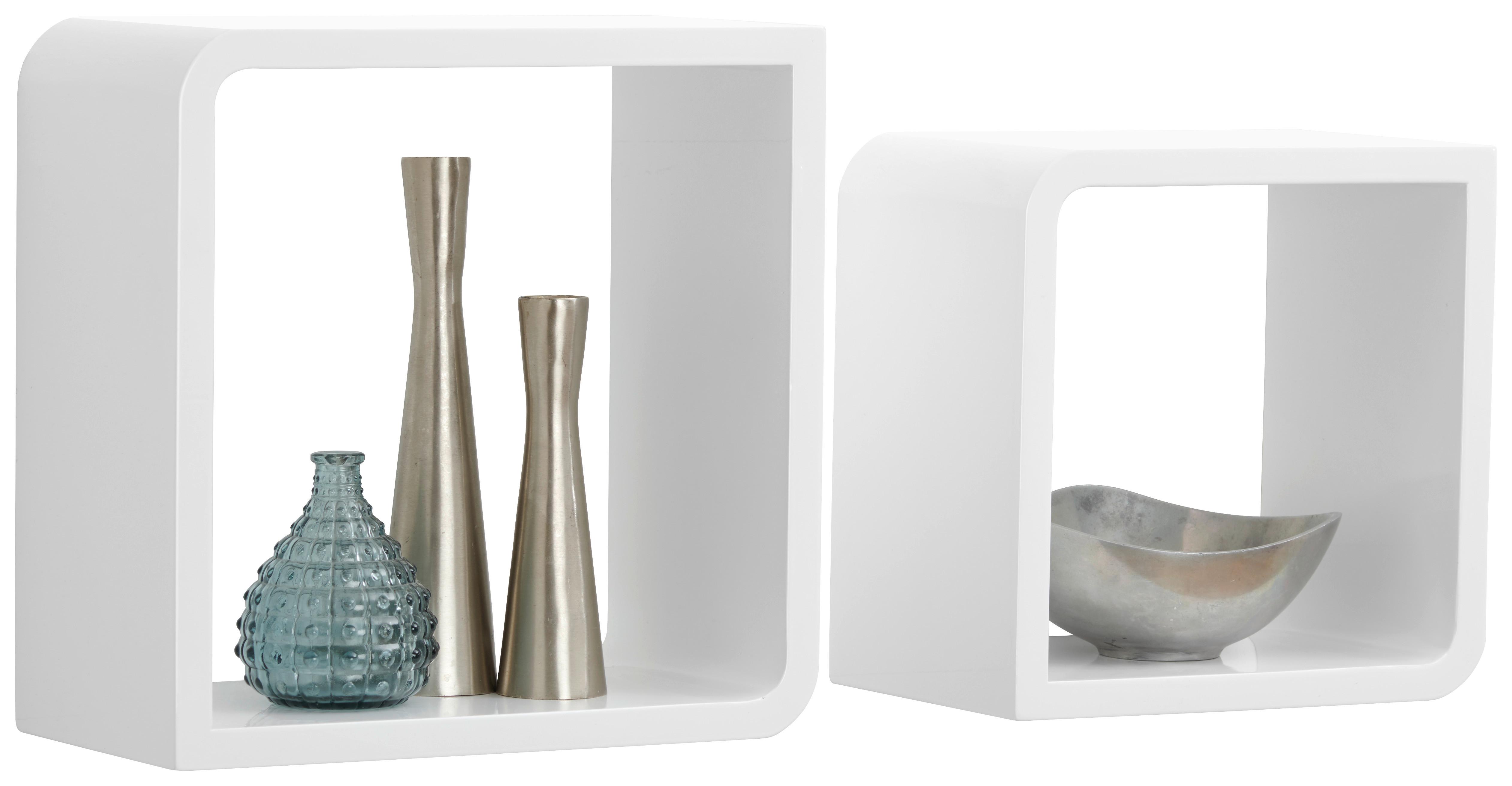 ZESTAW REGAŁÓW ŚCIENNYCH DUO - biały, Basics, materiał drewnopochodny (23-28/23-28/15cm) - Xora