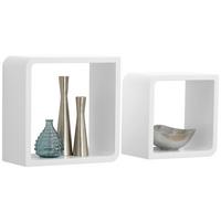 ZESTAW REGAŁÓW ŚCIENNYCH DUO - biały, Basics, materiał drewnopochodny (23-28/23-28/15cm) - Xora