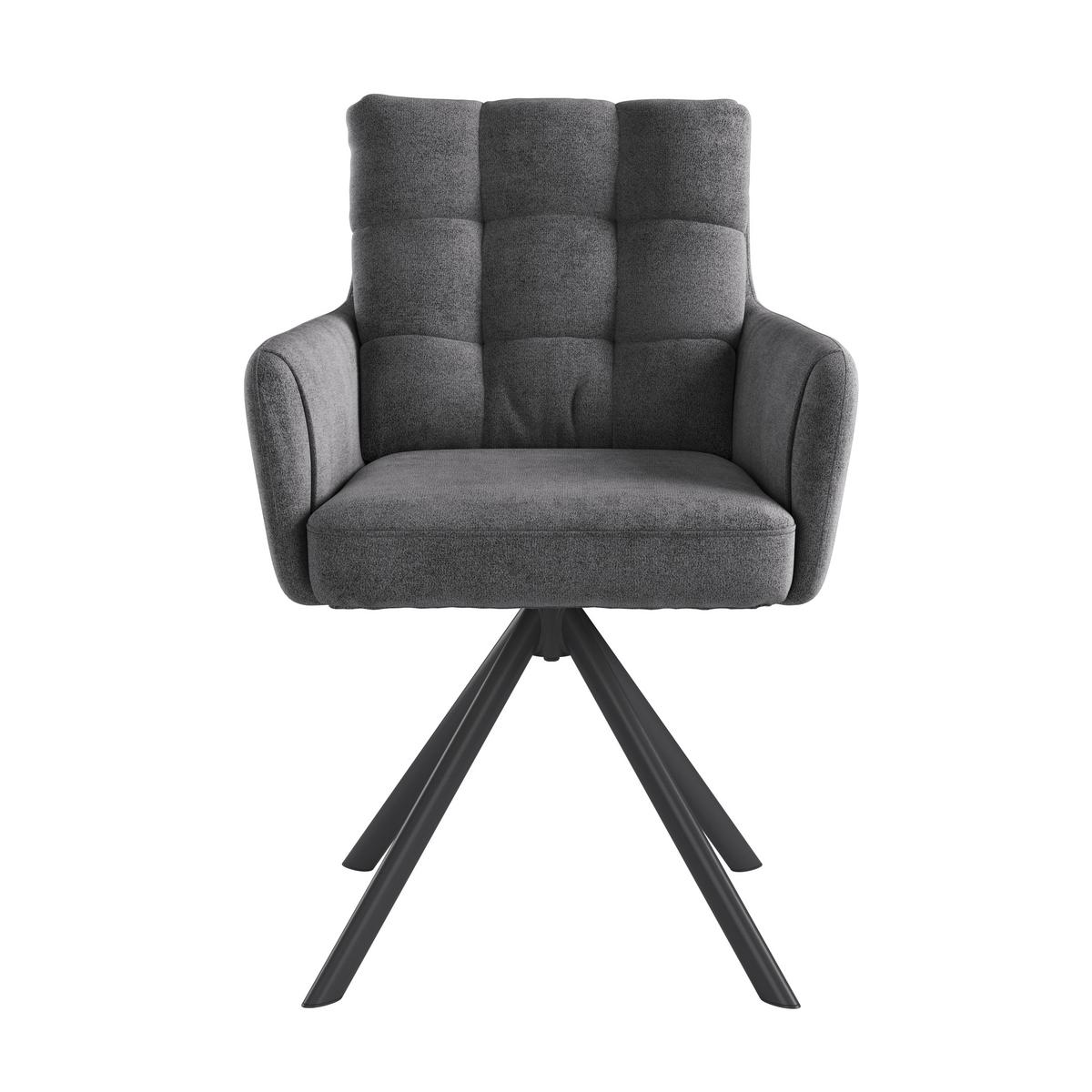 Naslanjač Susan, Črna, Vrtljiv - temno siva/črna, Konvencionalno, kovina/tekstil (59/90/66cm)