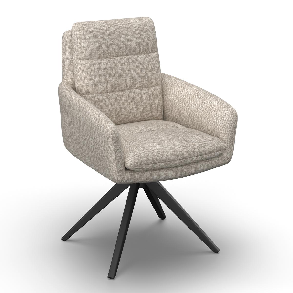 Armlehnstuhl Laurin Hellgrau Webstoff Drehbar Gepolstert - Hellgrau, MODERN, Holz/Textil (59/93/63cm) - Bessagi Home