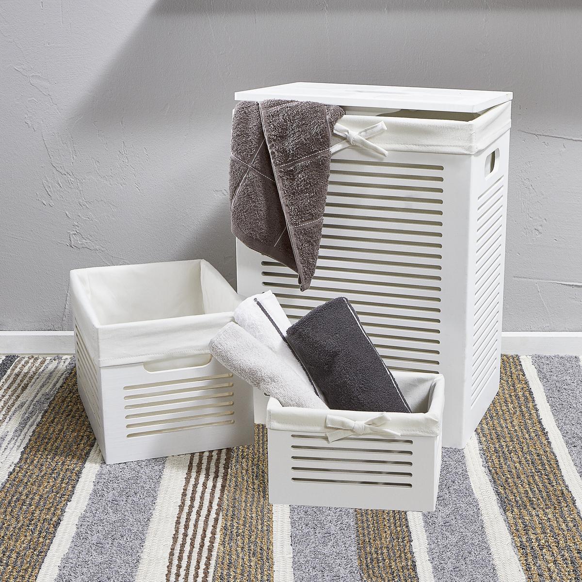 KOSZ DO REGAŁU HSQ12-3RECT 'L' - biały, Design, drewno (36/25/23cm) - Landscape