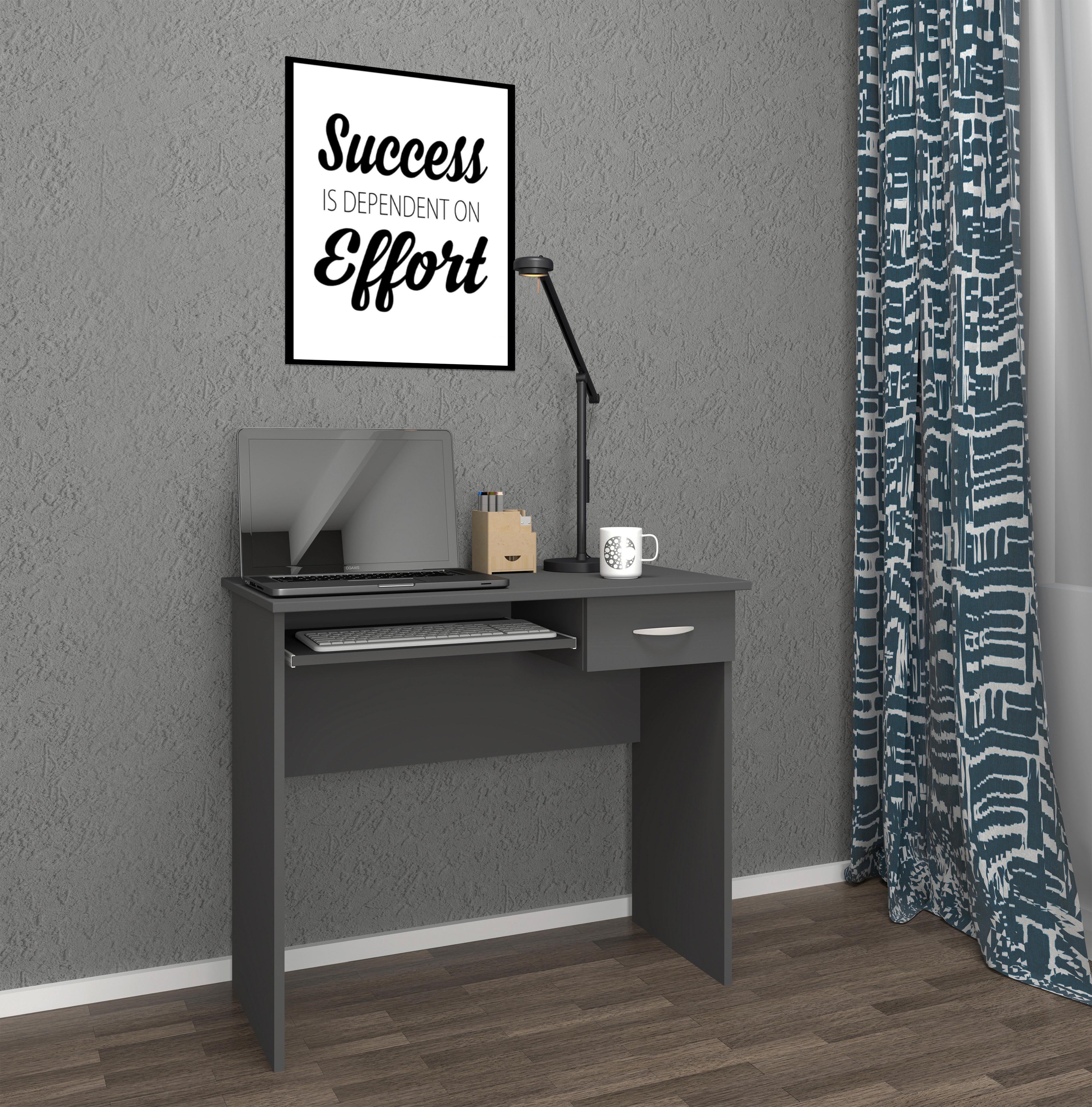 Pisalna Miza Arusa, Antracit, 85x50 - bela/barve aluminija, Moderno, kovina/leseni material (85/50/75cm) - MID.YOU