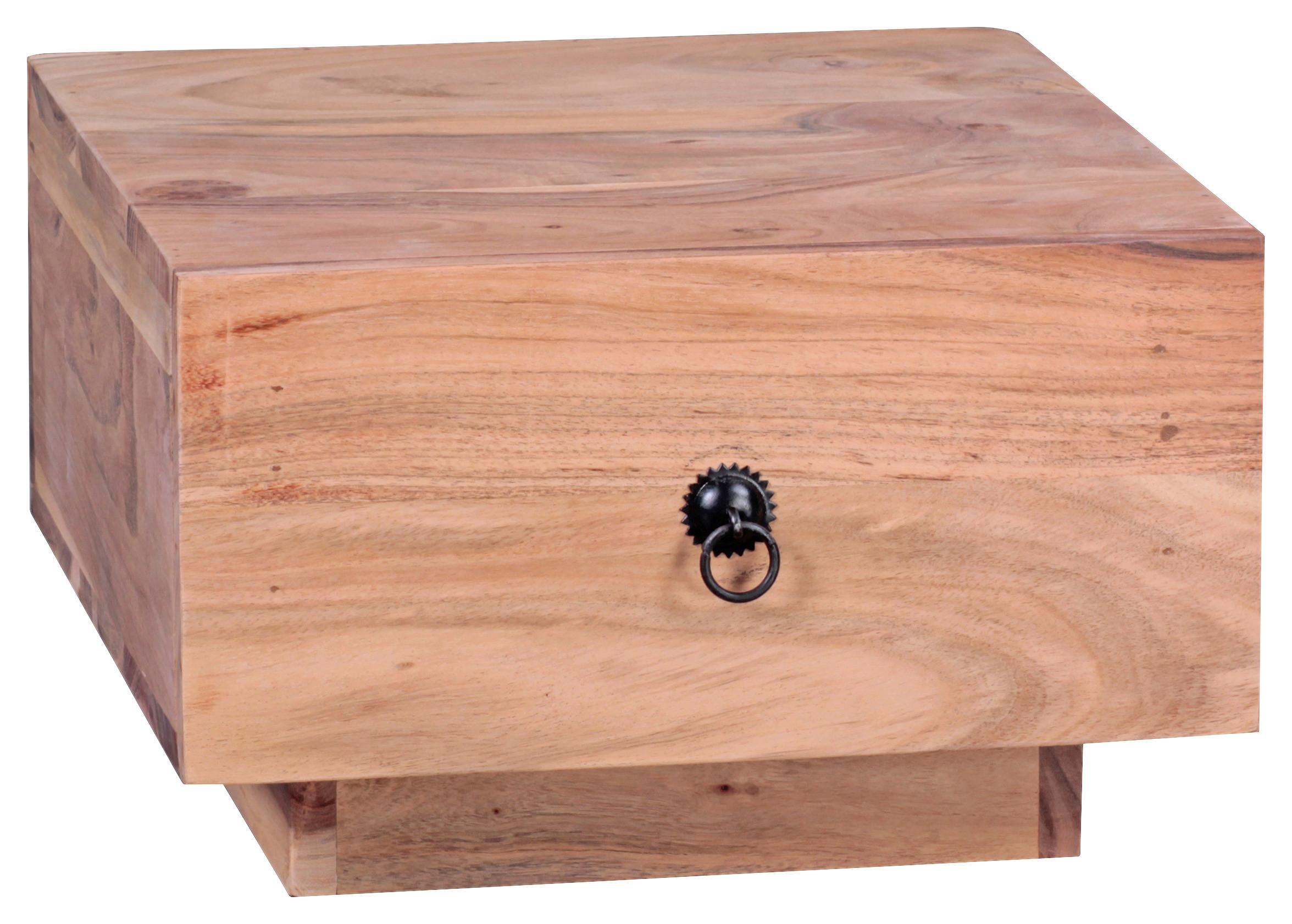 Nočna Omarica Mumbai - črna/barve akacije, Konvencionalno, kovina/les (40/25/40cm) - MID.YOU