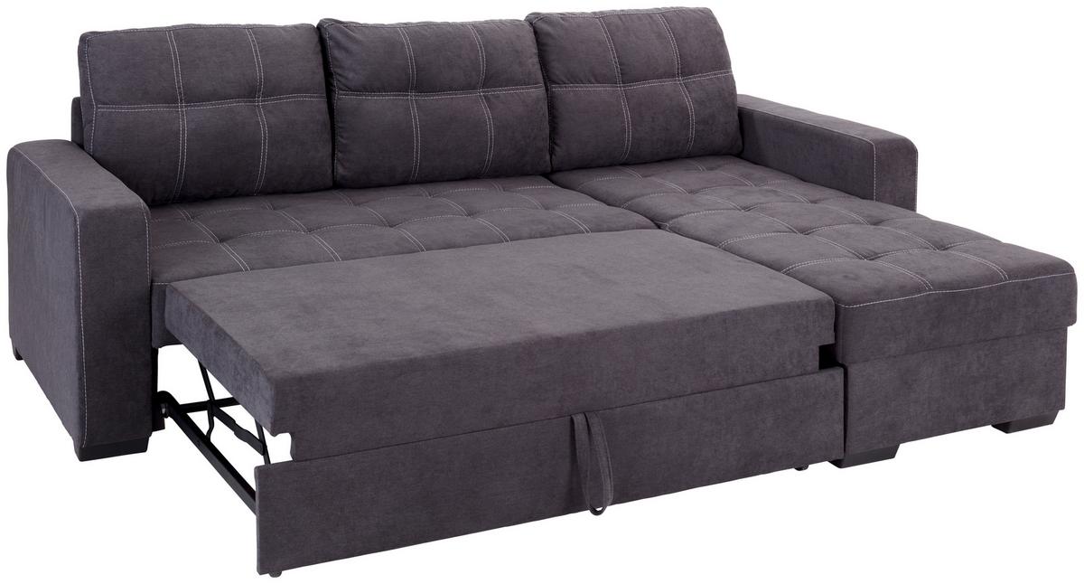 Sedežna Garnitura Mediolan, Z Ležiščem - temno siva/črna, Design, umetna masa/tekstil (240/160cm) - Mömax