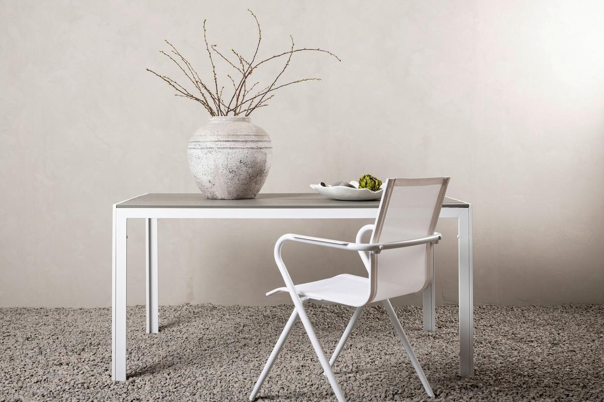 Gartentisch Break ca. 150x90 cm Grau/Weiß - Weiß/Grau, KONVENTIONELL, Holz/Metall (150/90/75cm) - Gardenson