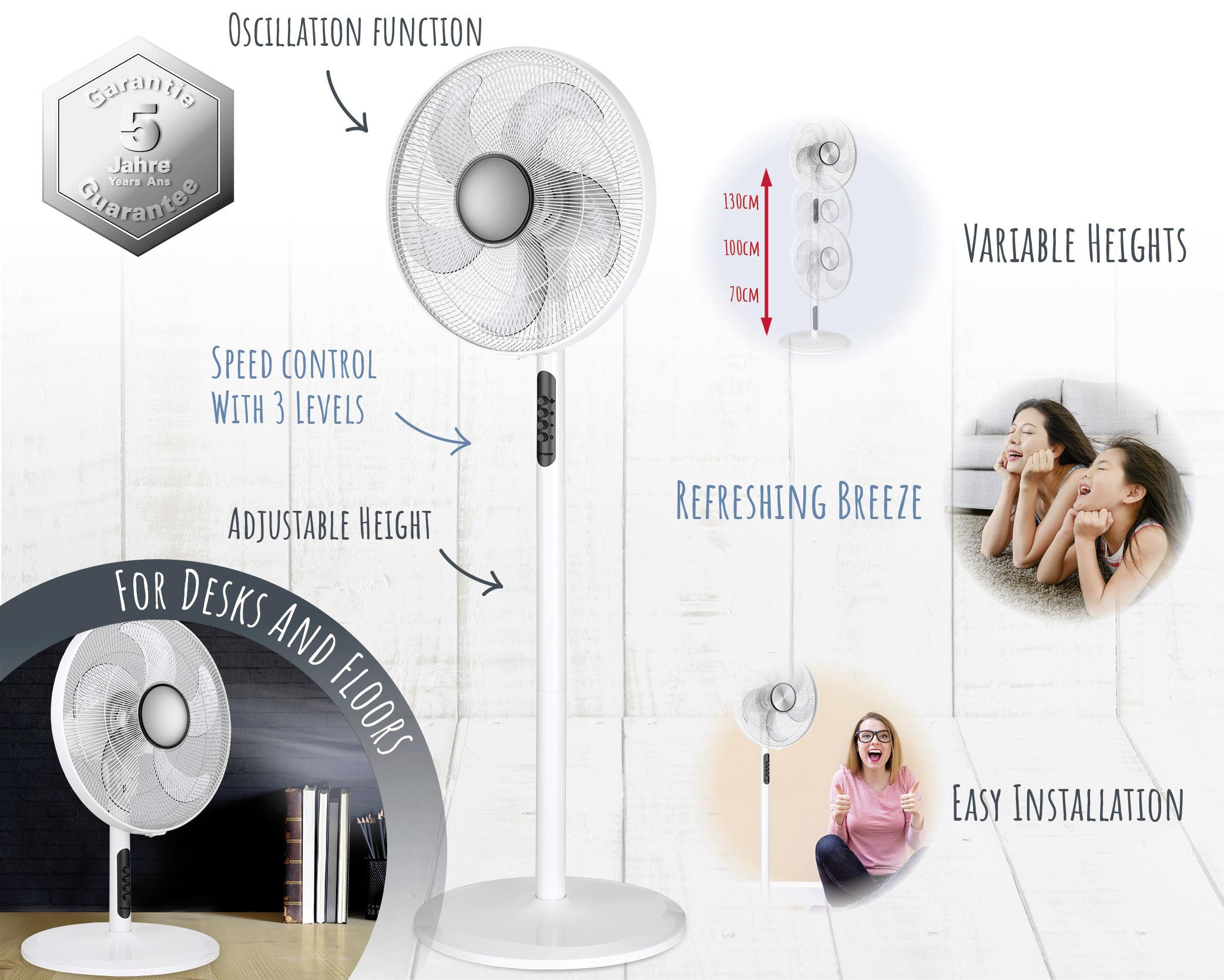 Standventilator Vario Fan von TRISA - Weiß, Basics, Kunststoff (47/23/47,5cm) - Trisa Electronics
