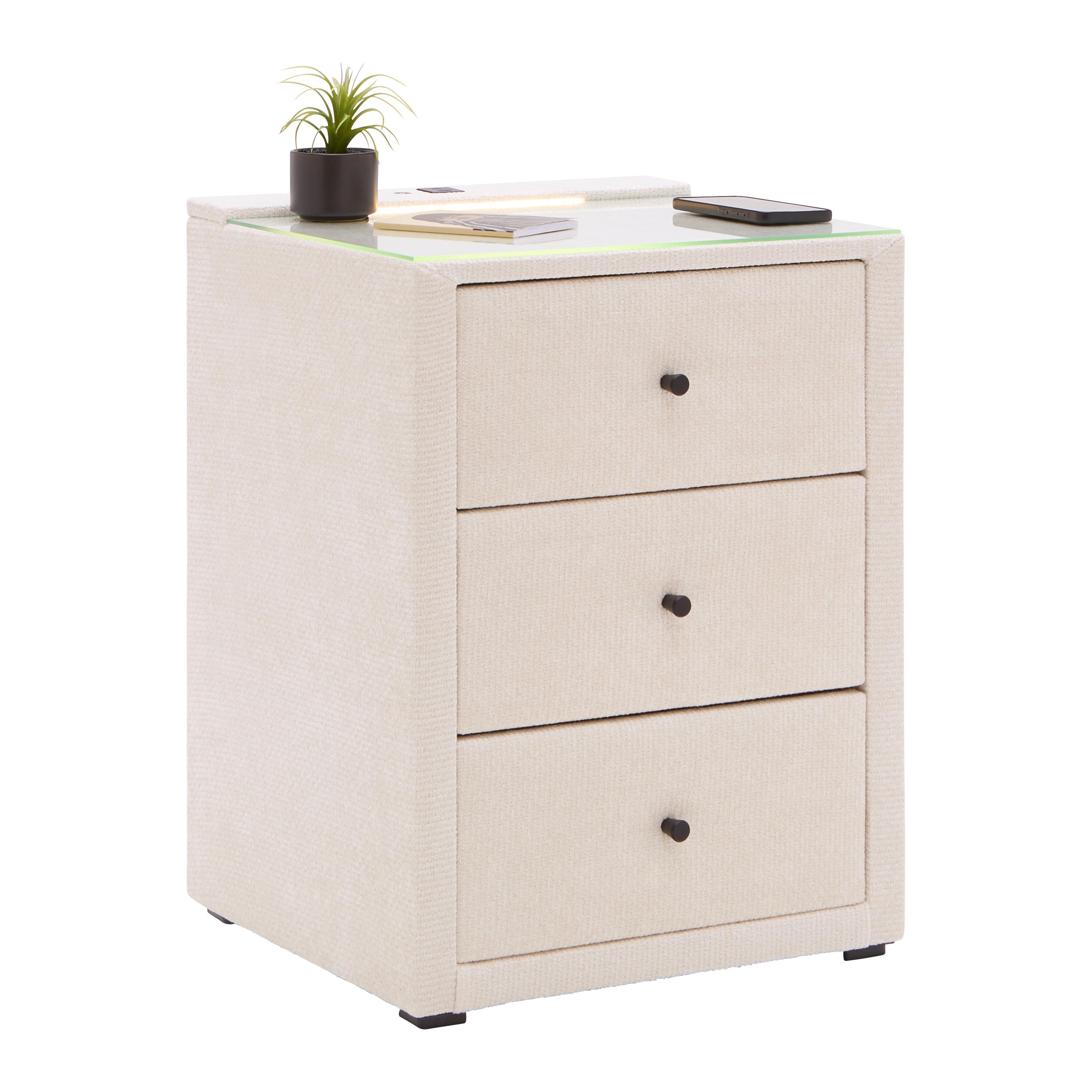 Nachttisch Beige - Beige, Konventionell, Holzwerkstoff/Kunststoff (48/68/45,5cm) - Premium Living