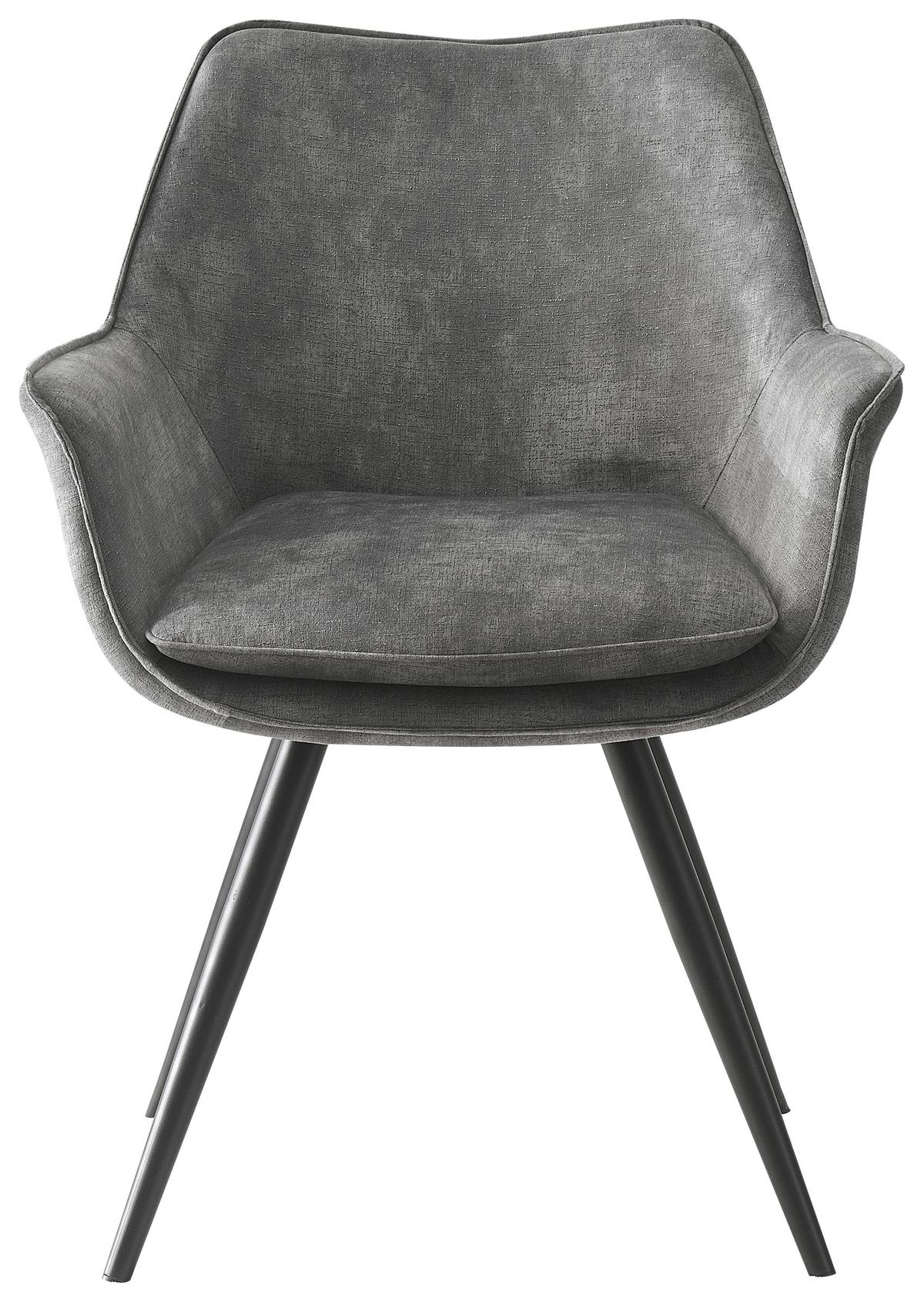 KRZESŁO Z PODŁOKIETNIKAMI SETTANTA - czarny/szary, Modern, metal/drewno (62/85/64cm) - Livetastic