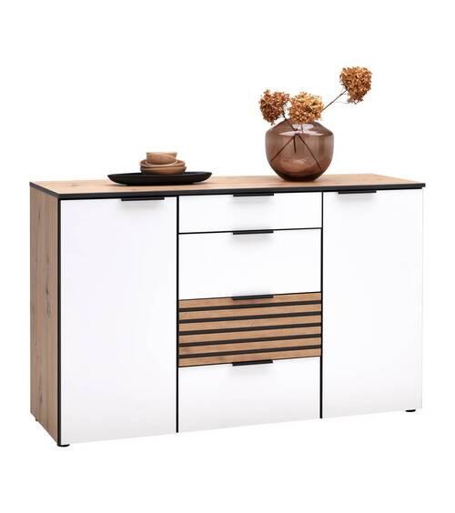 Komoda Leo -Exklusiv- - črna/bela, Konvencionalno, kovina/umetna masa (135/84/41cm) - Premium Living