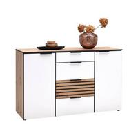 Kommode Leo in Weiß/Eiche Artisan/Graphit - Schwarz/Graphitfarben, KONVENTIONELL, Holzwerkstoff/Kunststoff (135/84/41cm) - Premium Living