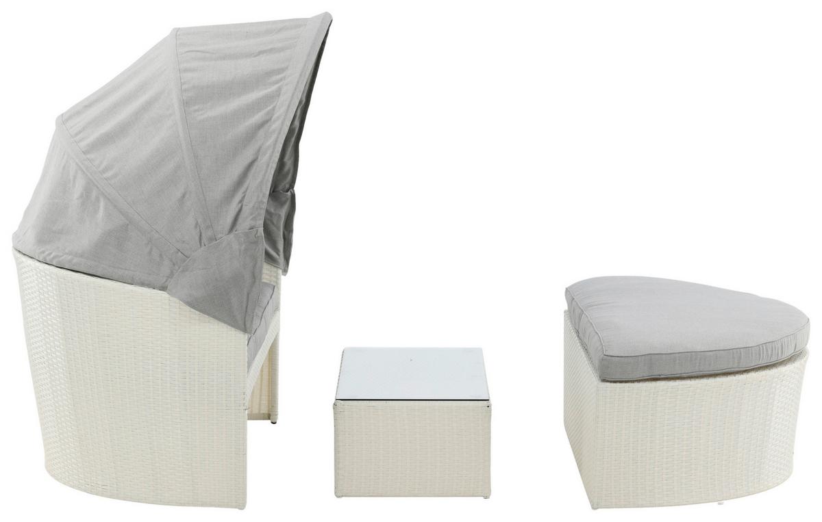 Sonneninsel Padova ca. 153x72x76 cm Weiß - Weiß, KONVENTIONELL, Kunststoff (153/72/76cm) - Gardenson
