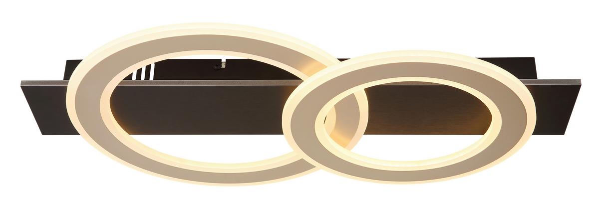 LED-DECKENLEUCHTE 48034A-40 JAYDEN - Champagner/Dunkelbraun, Design, Holzwerkstoff/Kunststoff (63/35/7cm) - Globo