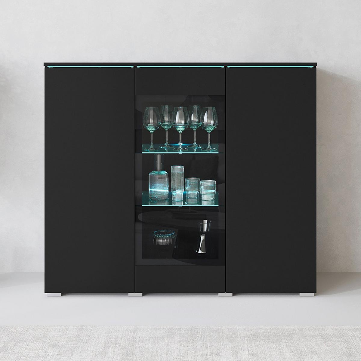 Visoka Komoda Vera 120, Črna, Led - črna/siva, Trend, umetna masa/steklo (120/103,3/39,5cm) - P & B