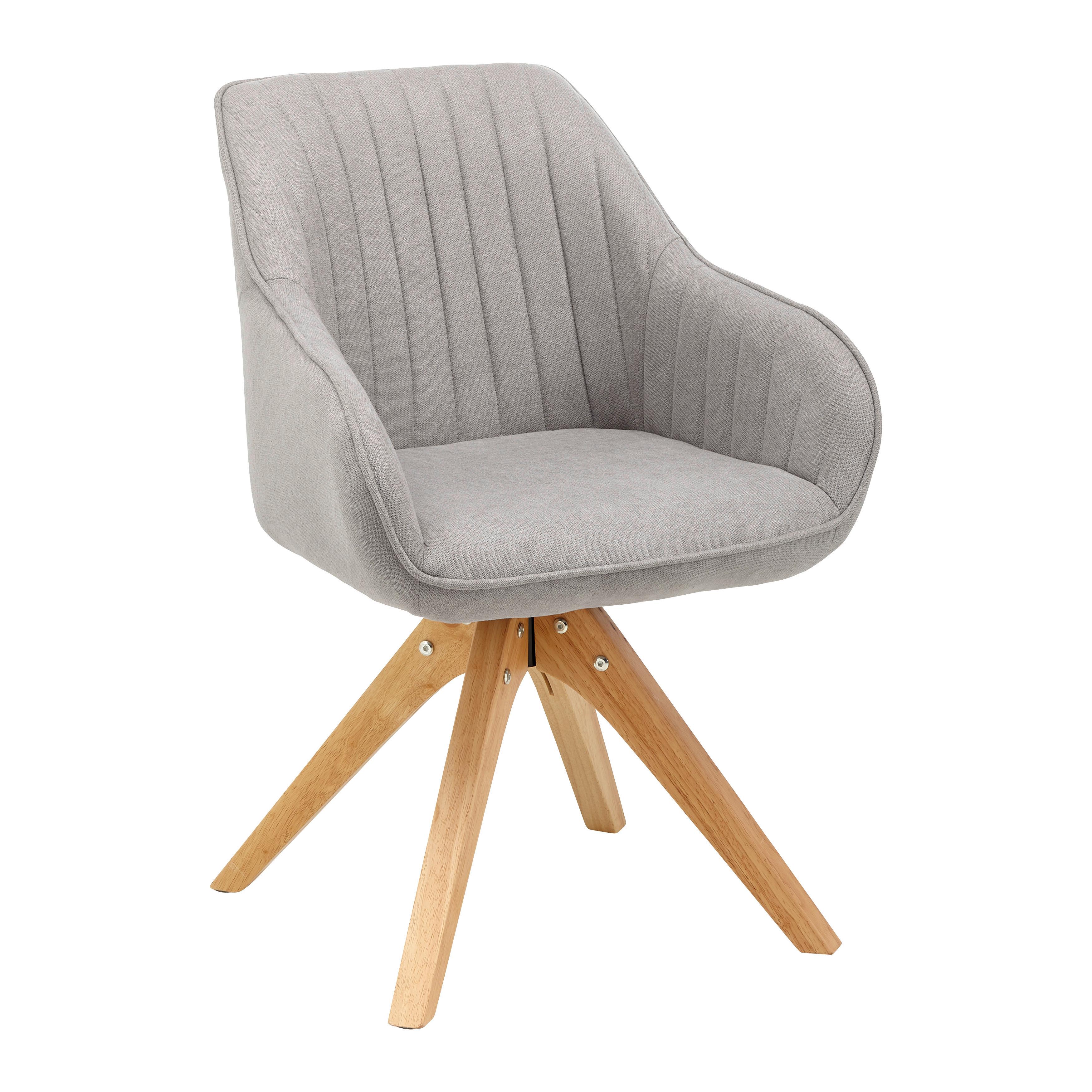 Armlehnstuhl Leonie Hellgrau Webstoff Drehbar Gepolstert - Eichefarben/Hellgrau, MODERN, Holz/Textil (60/84/61cm) - Bessagi Home