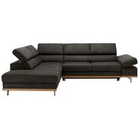 Ecksofa Carmen Dunkelgrau - Chromfarben/Dunkelgrau, KONVENTIONELL, Holz/Textil (292/93/226cm) - Based