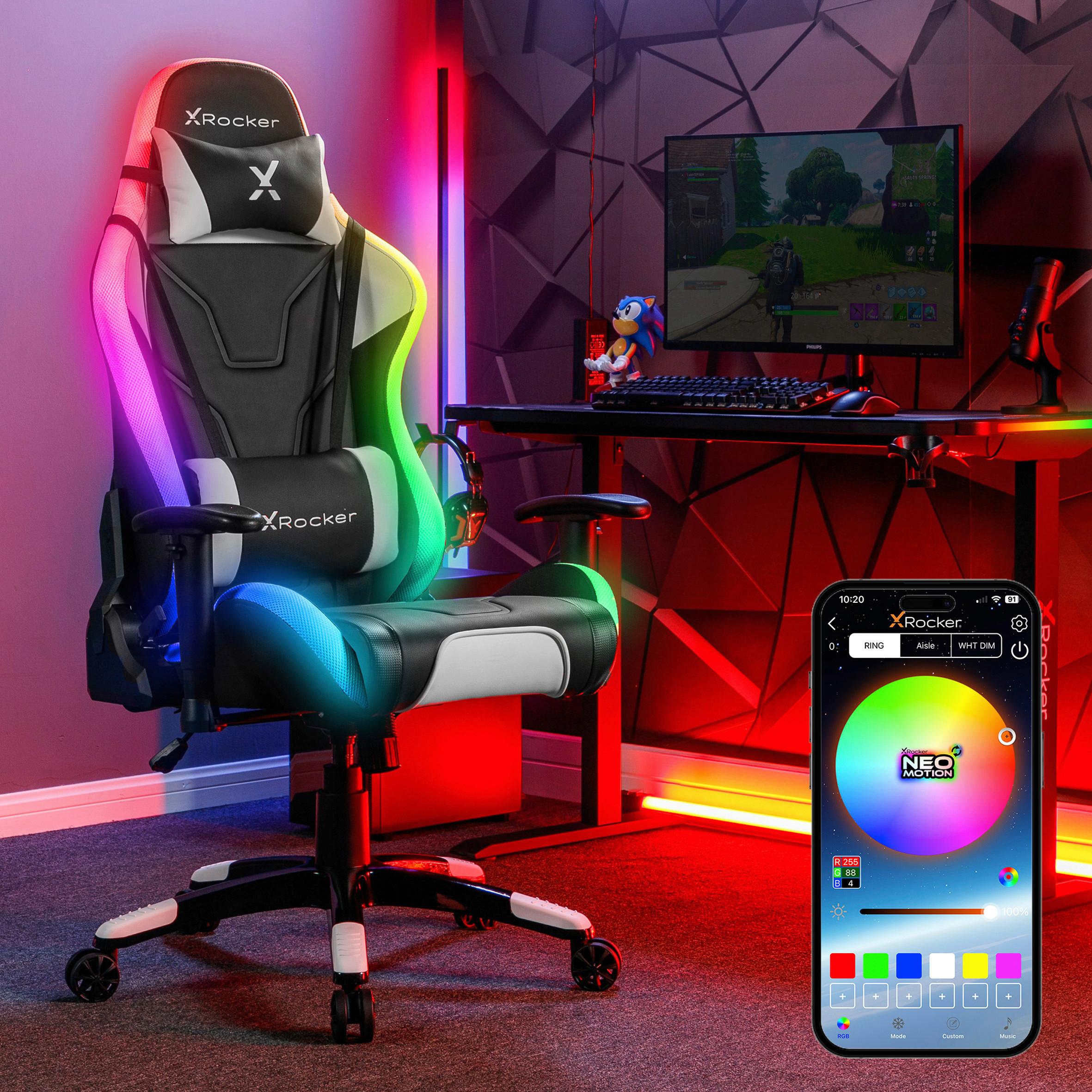 Gamingstuhl Agility Esports ca. 66x128 cm Schwarz m. LED - Schwarz/Grau, MODERN, Kunststoff/Textil (66/128/59,9cm) - X Rocker