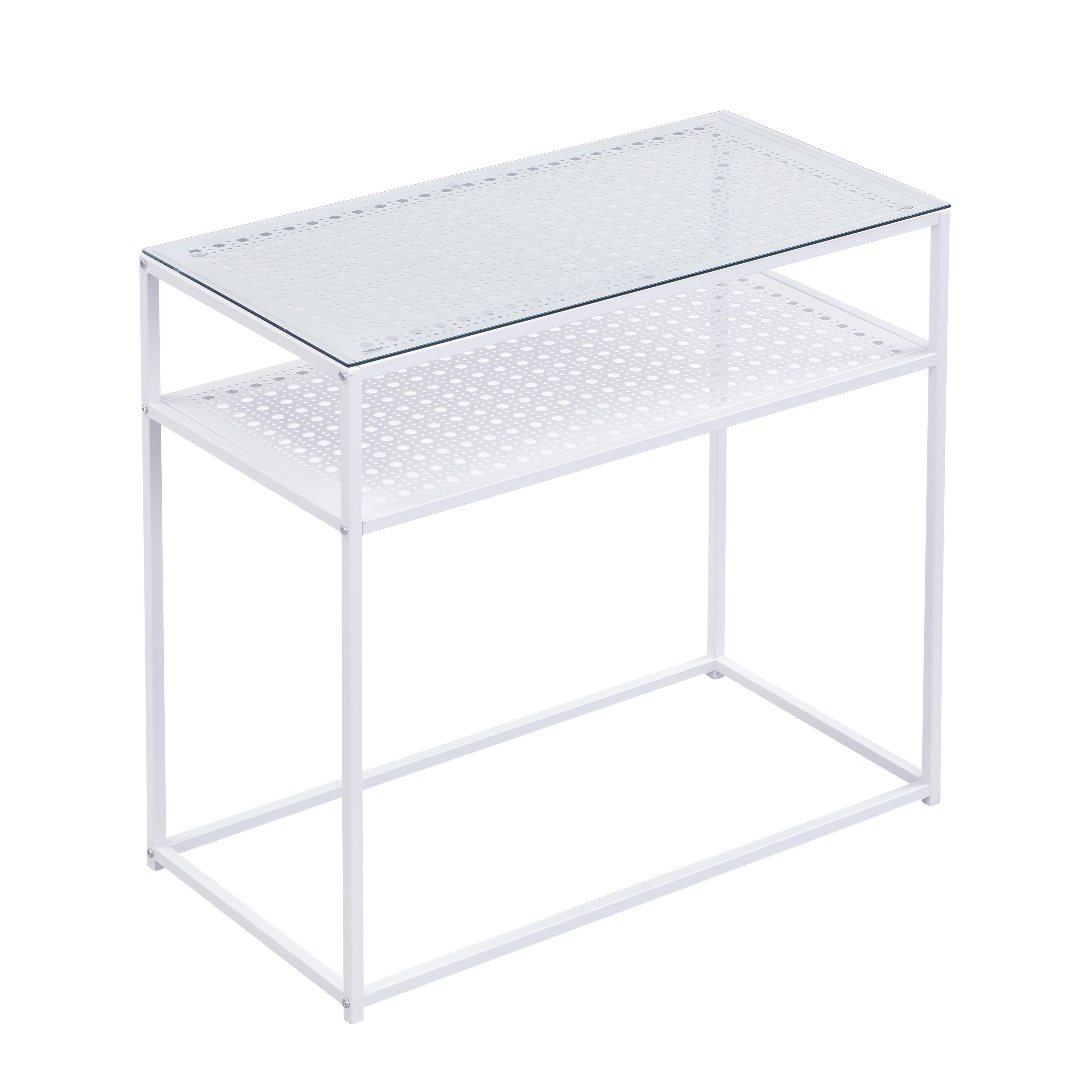 Konsolentisch Wl7.334 - Weiss, Design, Glas/Metall (80/40/77cm) - MID.YOU