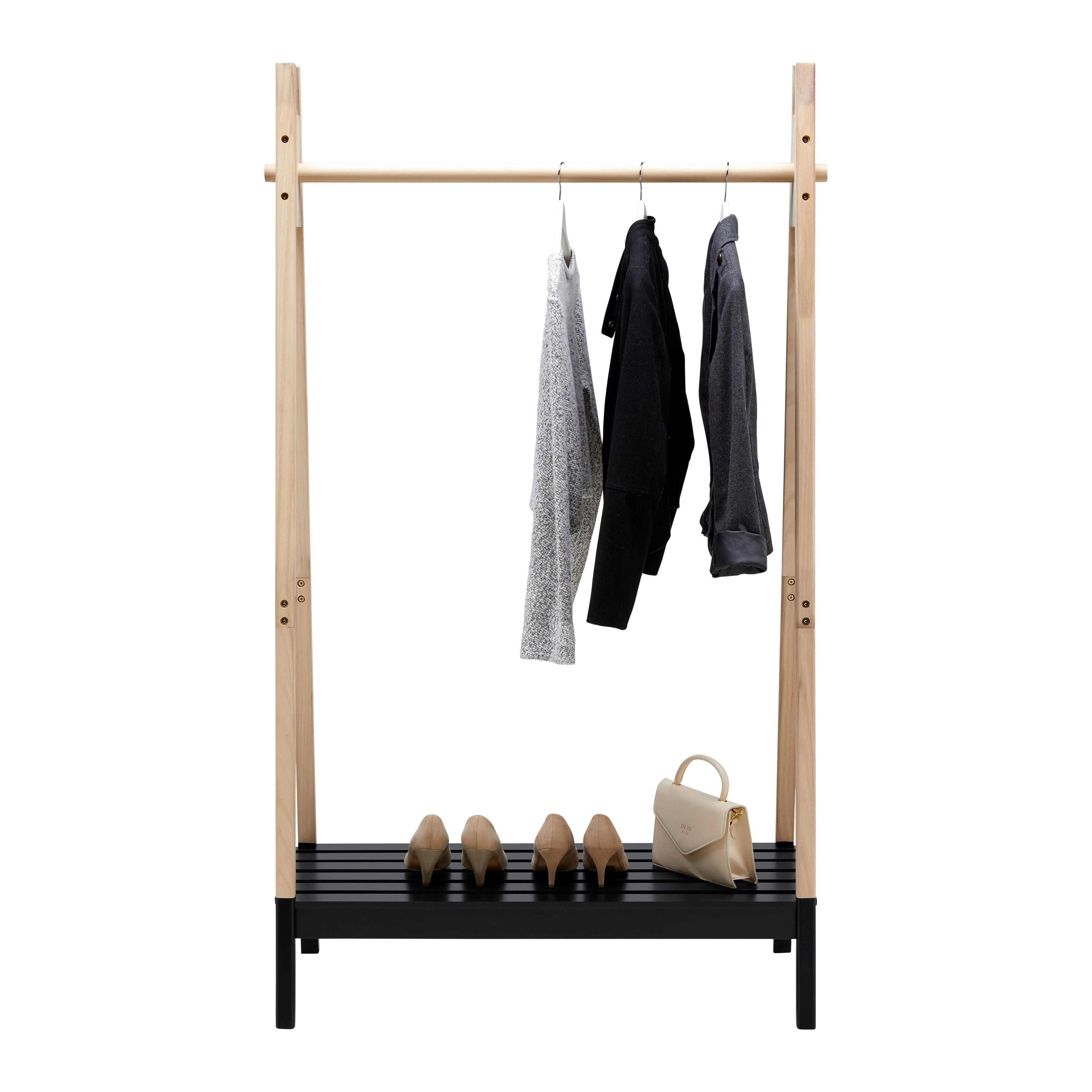 KLÄDSTÄLLNING TADEO II -SB- - svart/naturfärgad, Natur, trämaterial/trä (100/170/46cm) - Mömax