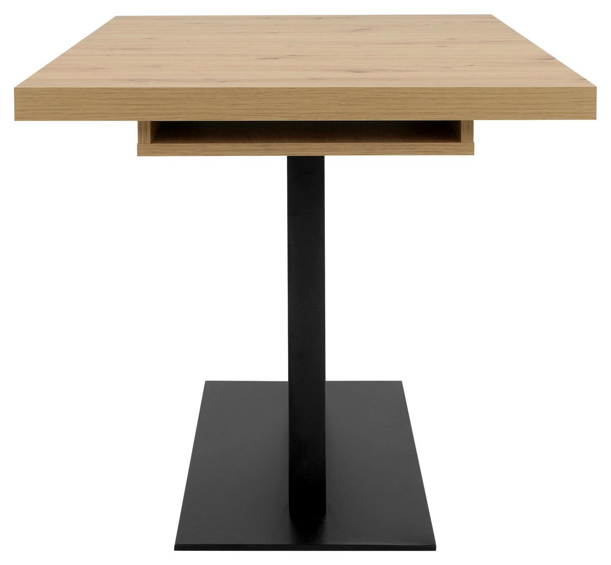 Raztegljiva Jedilna Miza Quadrato, 120-200x80cm - črna/hrast artisan, Konvencionalno, kovina/leseni material (120-200/80/74cm) - MID.YOU