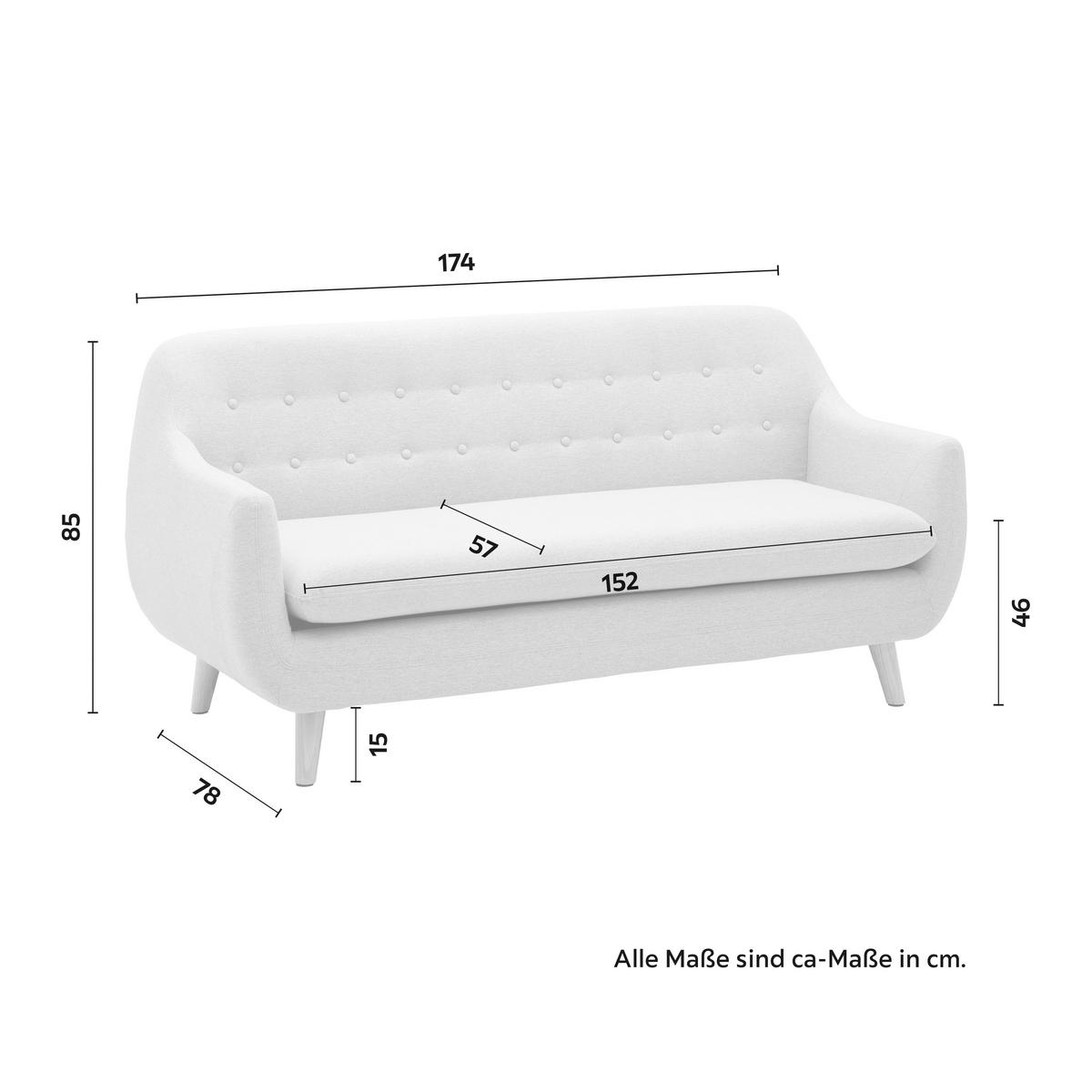 Sofa Dilly Hellgrau Leinenoptik - Hellgrau, MODERN, Holz/Textil (174/85/78cm) - Bessagi Home