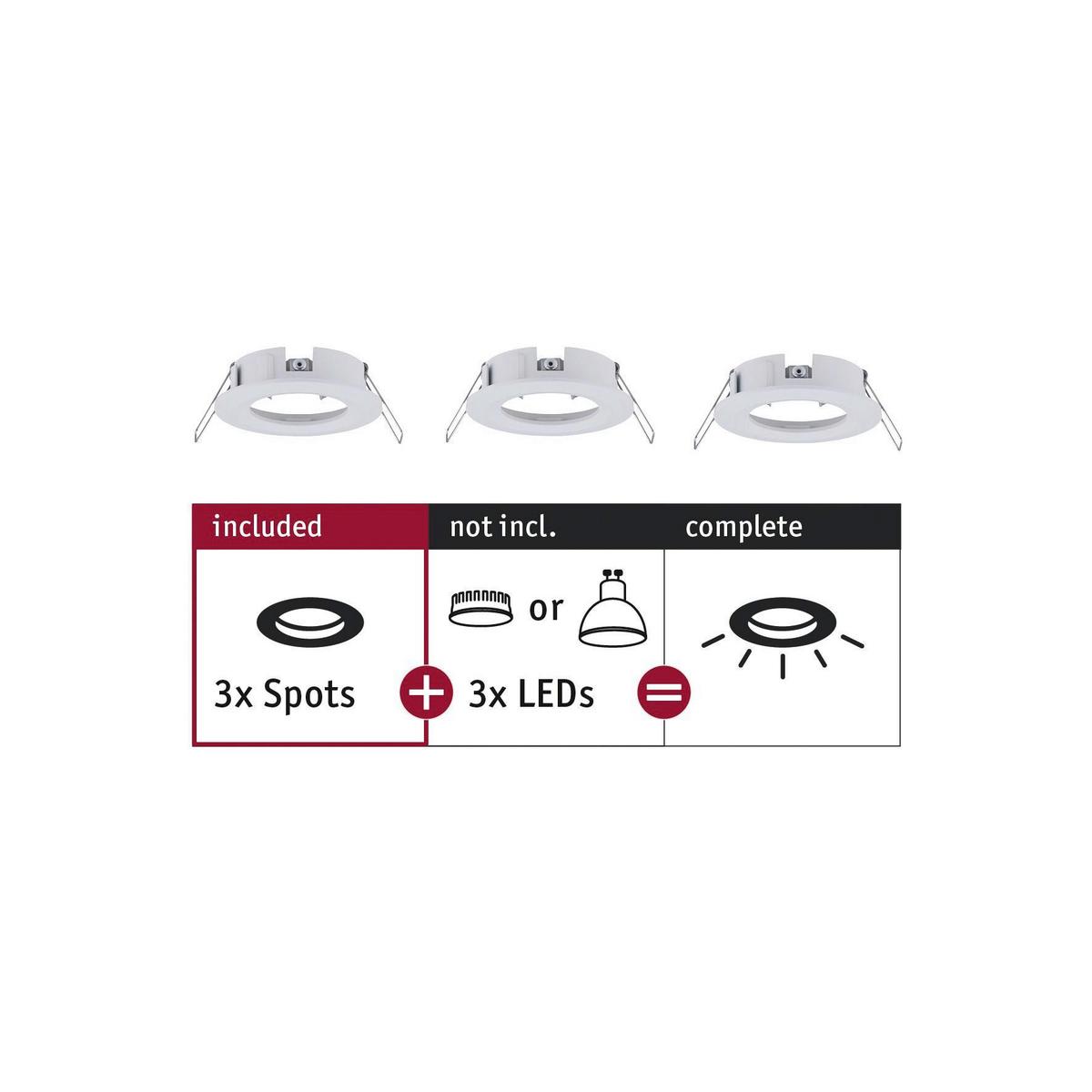 Deckenleuchte Choose Spot max. 10 Watt, 3er Set - Alufarben/Weiß, Basics, Metall (8,4cm) - Paulmann